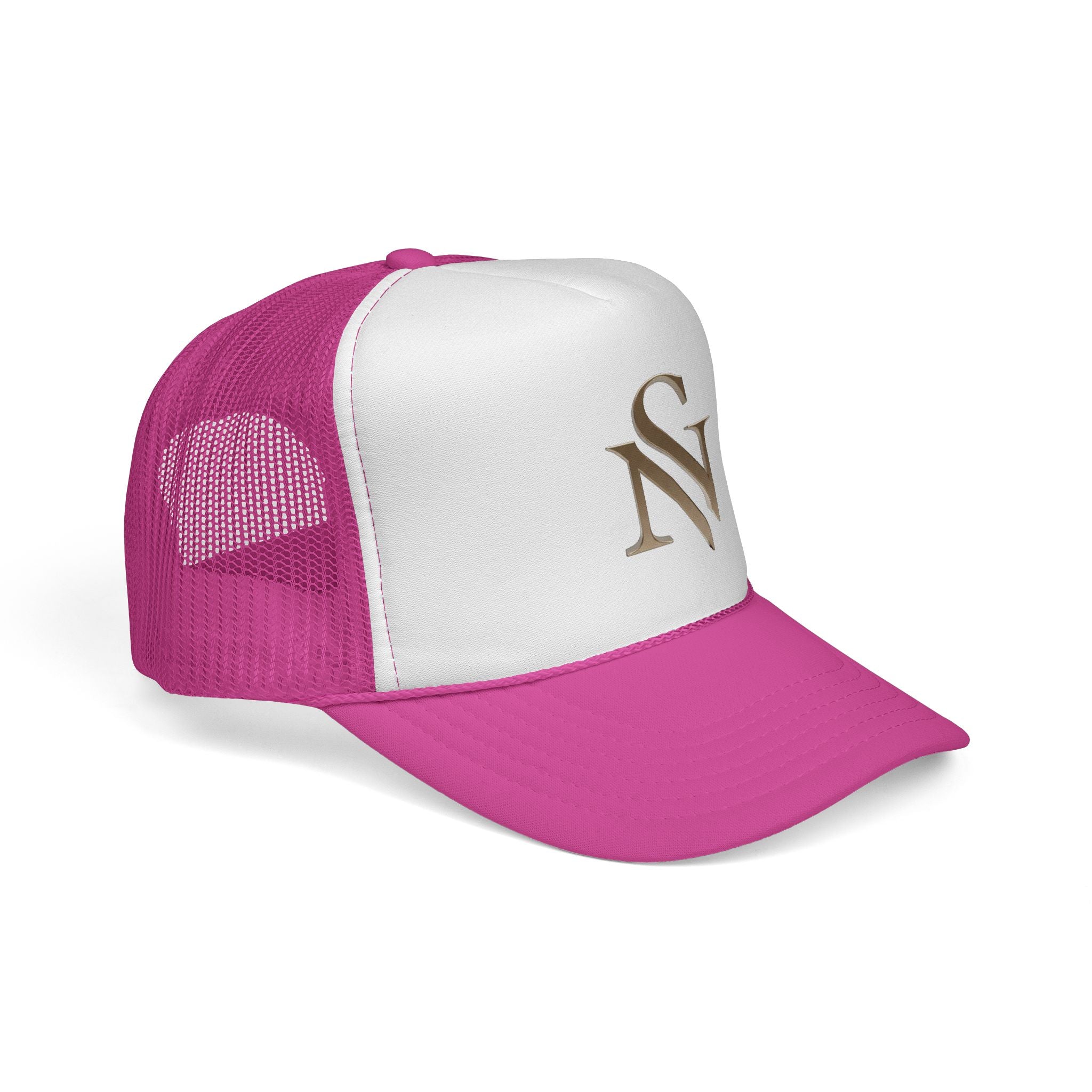 Embroidered 'SN' Monogram Trucker Cap — Classic Mesh Baseball Hat