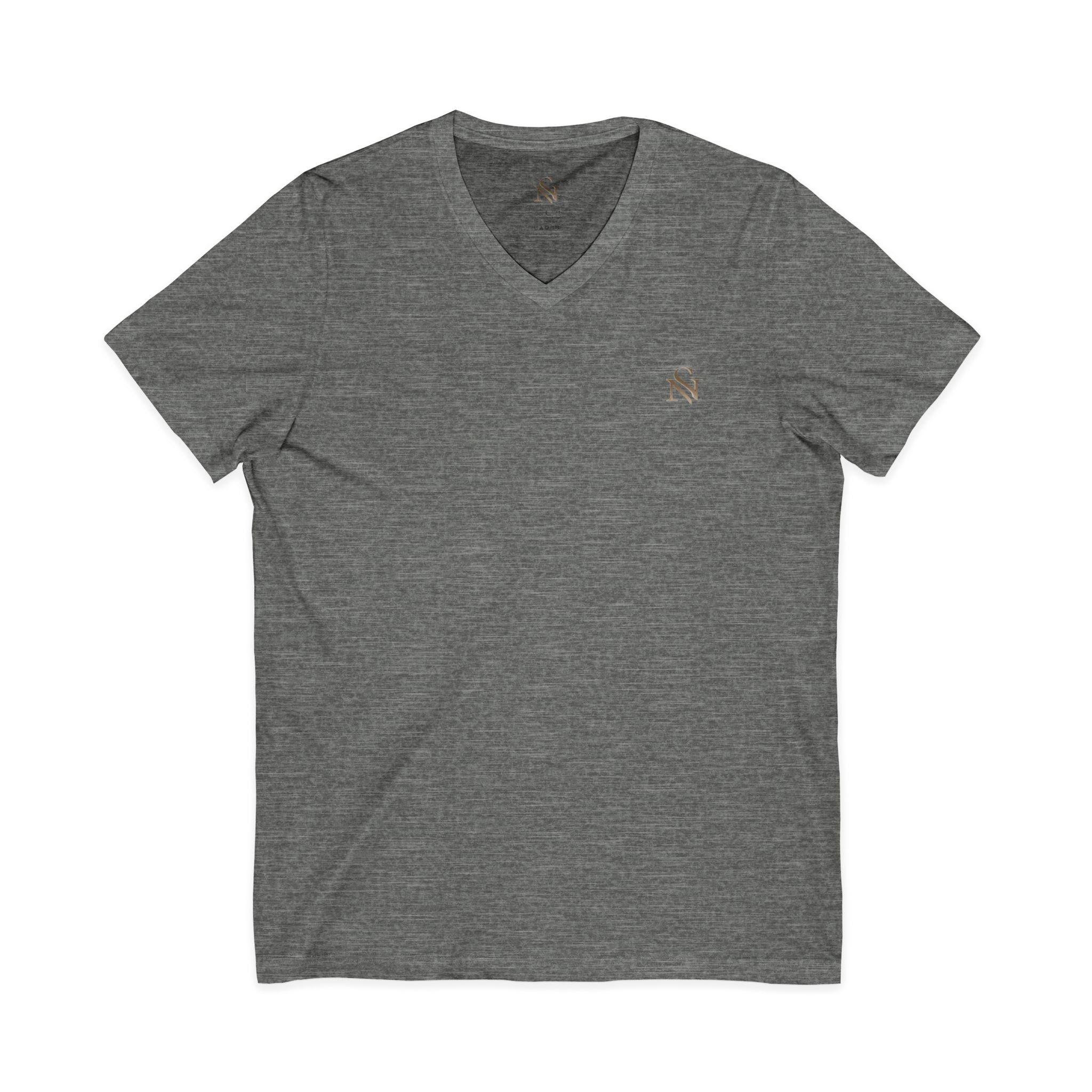 Minimal White V-Neck Tee — Small Chest Monogram Tee