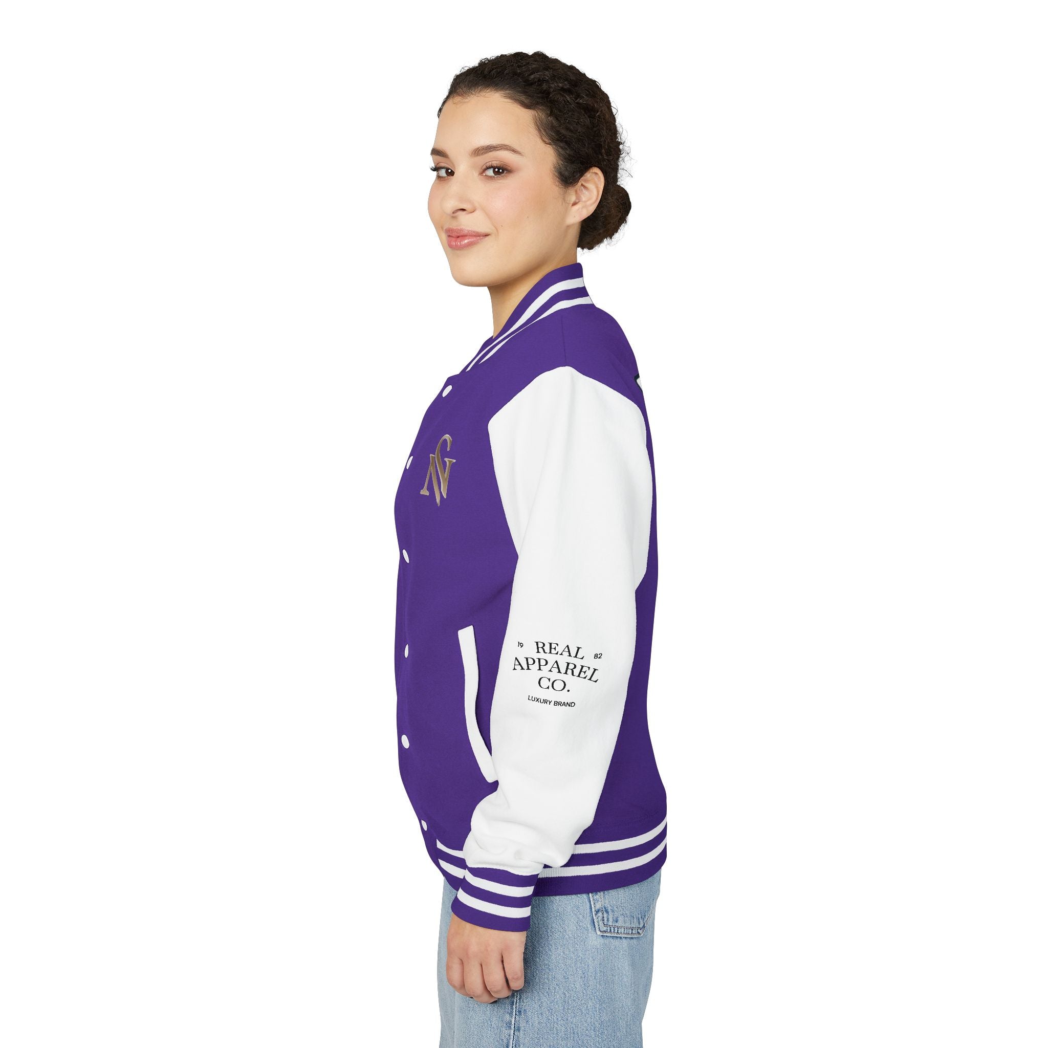 SPVNN Red & White Varsity Letterman Jacket – Embroidered Patch Logo