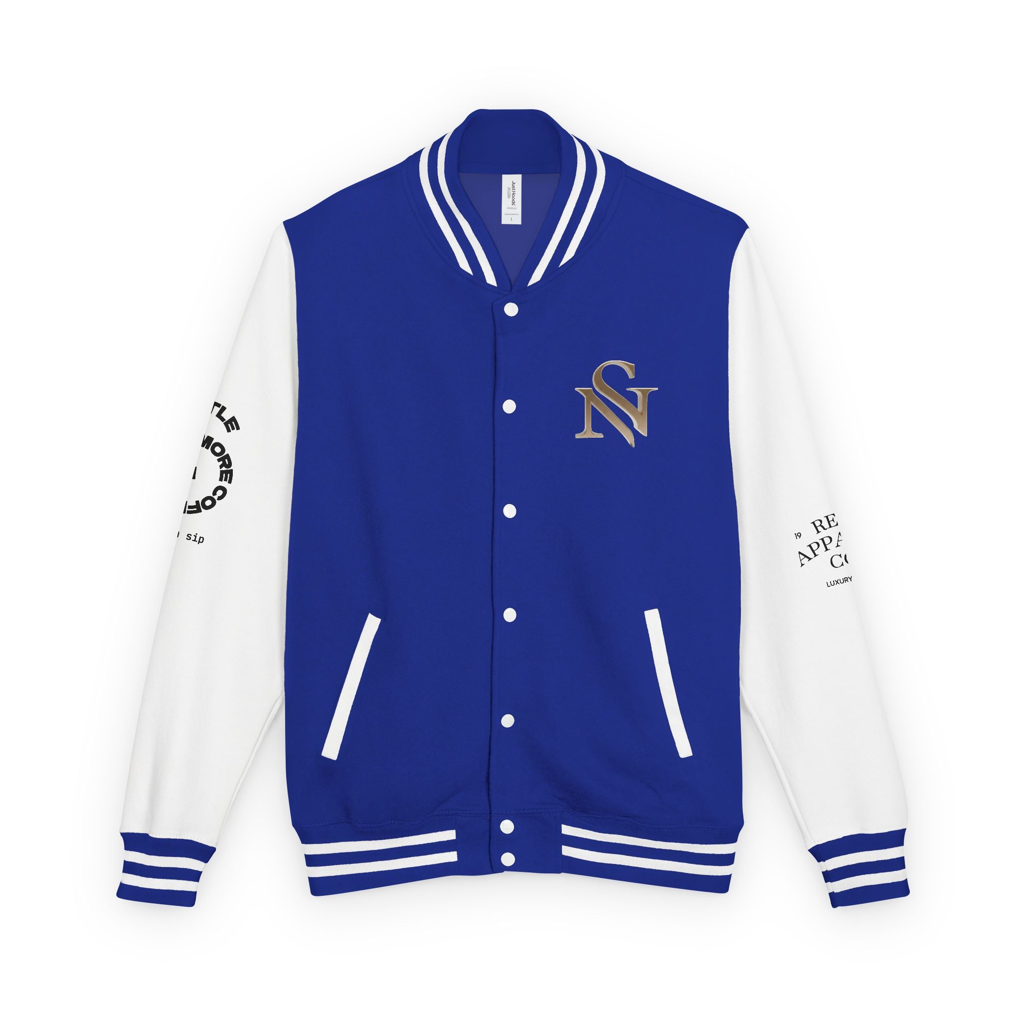 SPVNN Red & White Varsity Letterman Jacket – Embroidered Patch Logo
