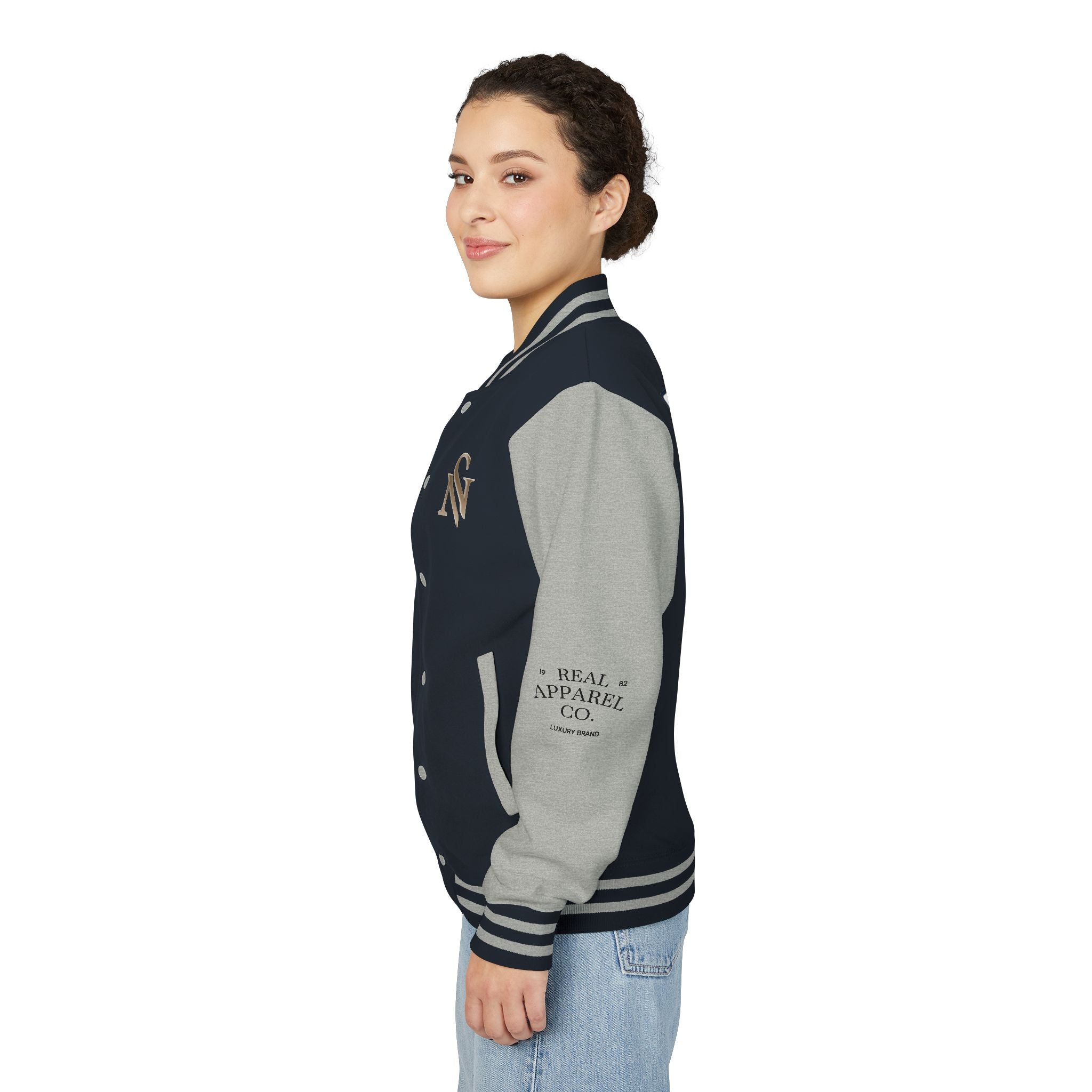 SPVNN Red & White Varsity Letterman Jacket – Embroidered Patch Logo