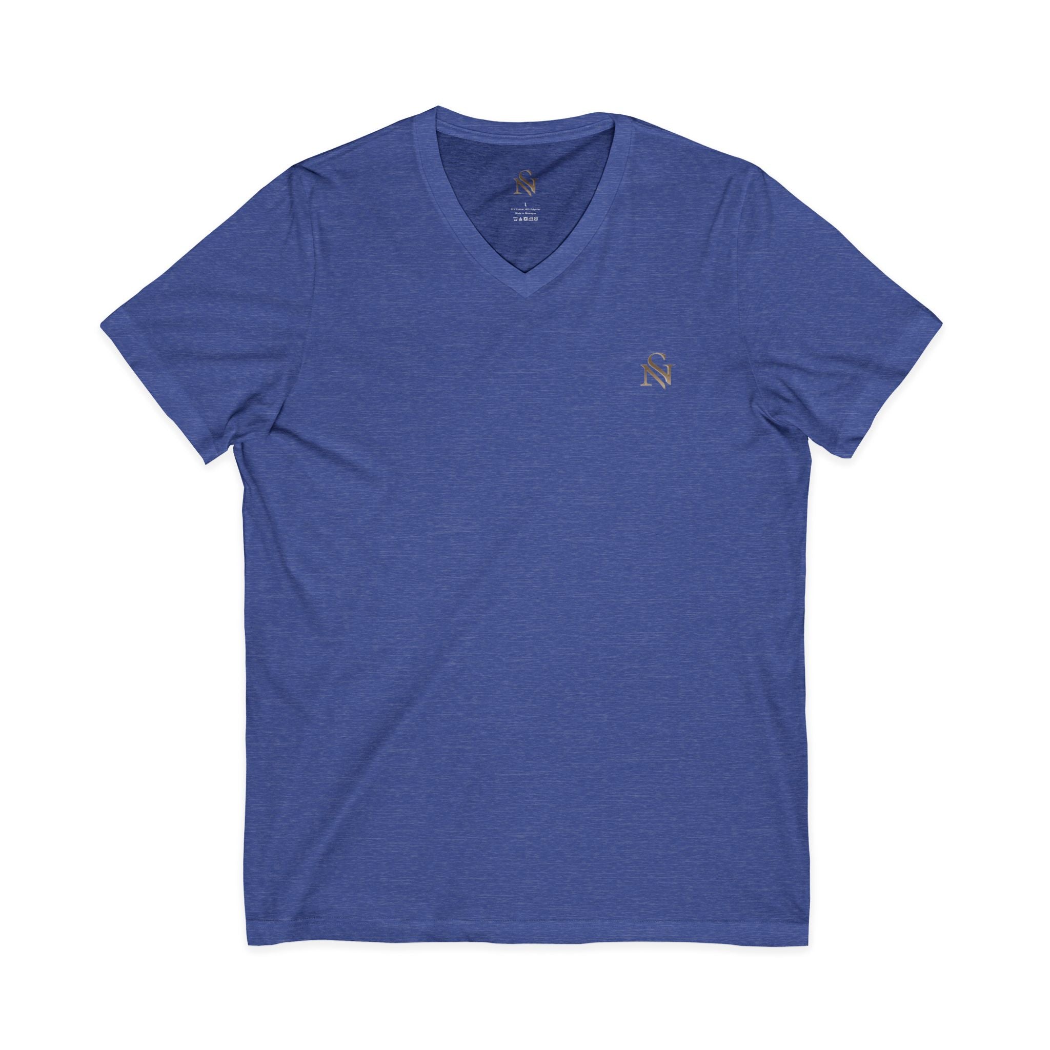 Minimal White V-Neck Tee — Small Chest Monogram Tee