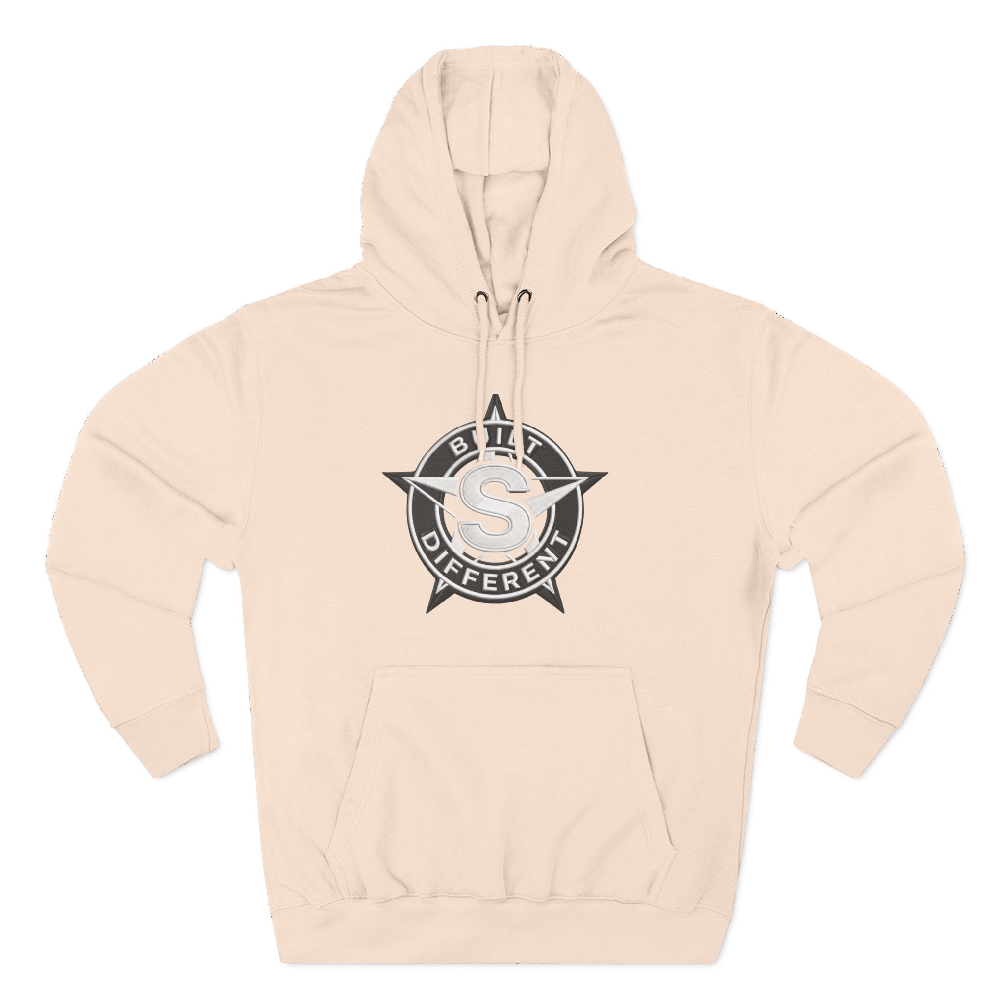 Built Different Logo Hoodie — Vintage Compass Emblem Fleece Hoodie