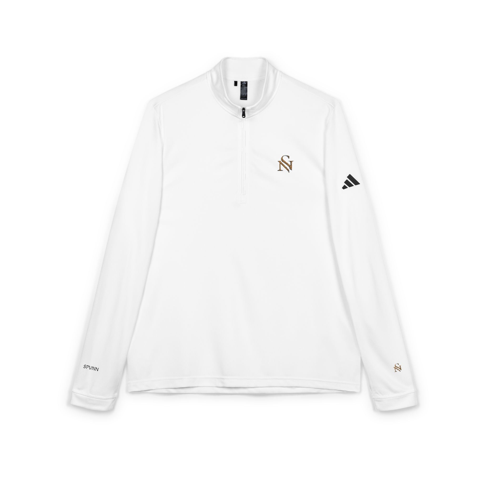 Embroidered Quarter-Zip Pullover — White adidas Performance Top