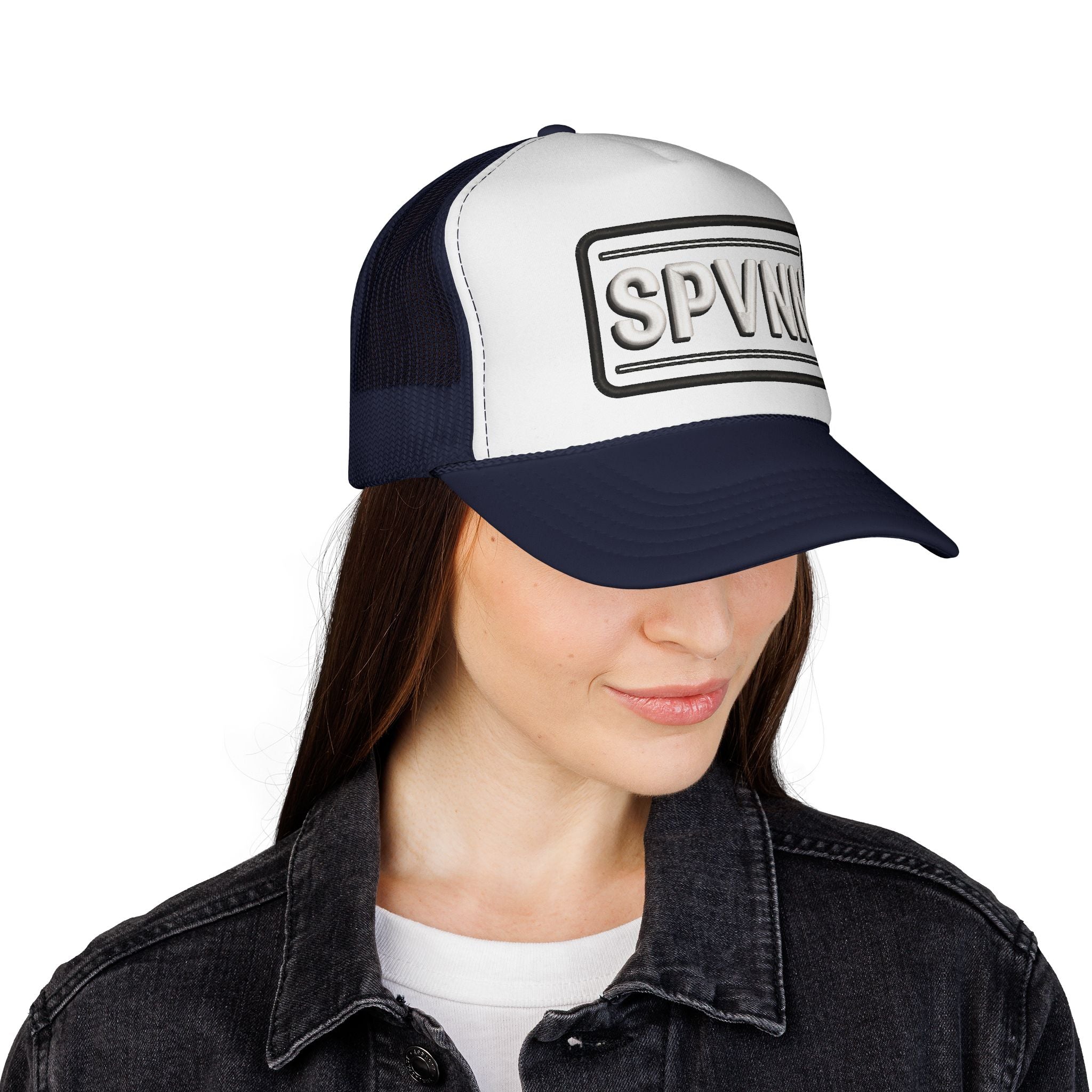 Embroidered 'SN' Monogram Trucker Cap — Classic Mesh Baseball Hat