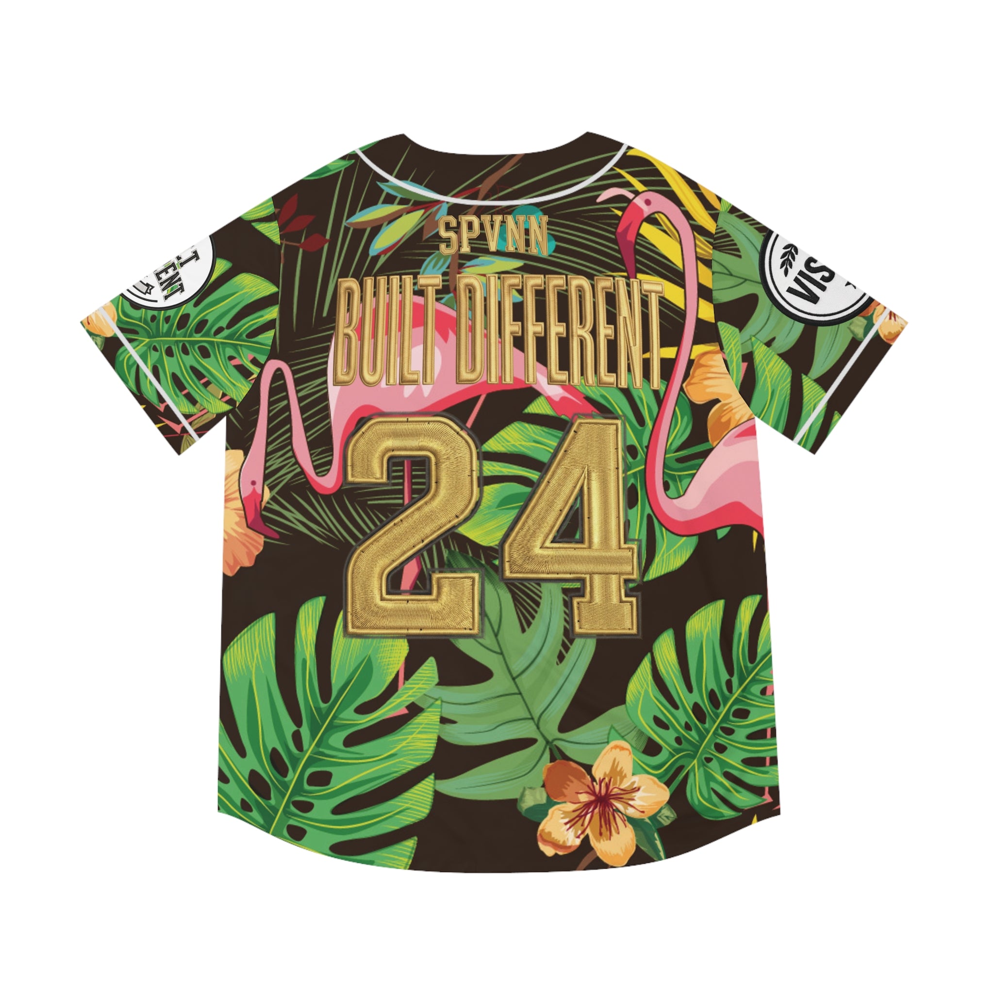 Tropical Flamingo Baseball Jersey — "Built Different 24"