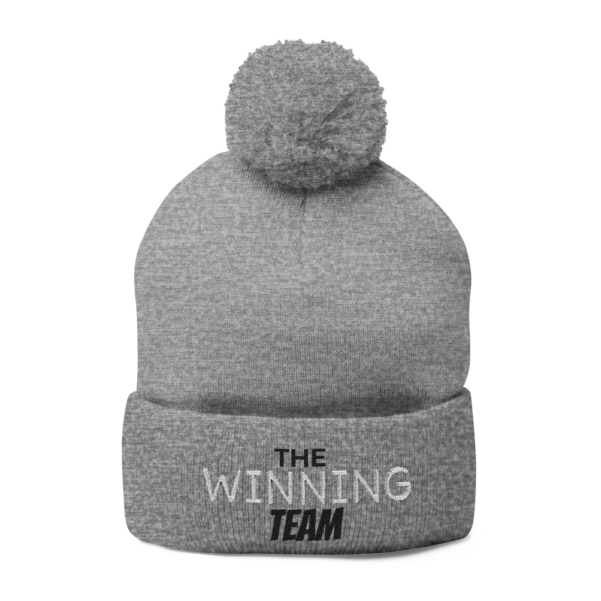 The Winning Team Pom-Pom Knit Cap — Embroidered Beanie