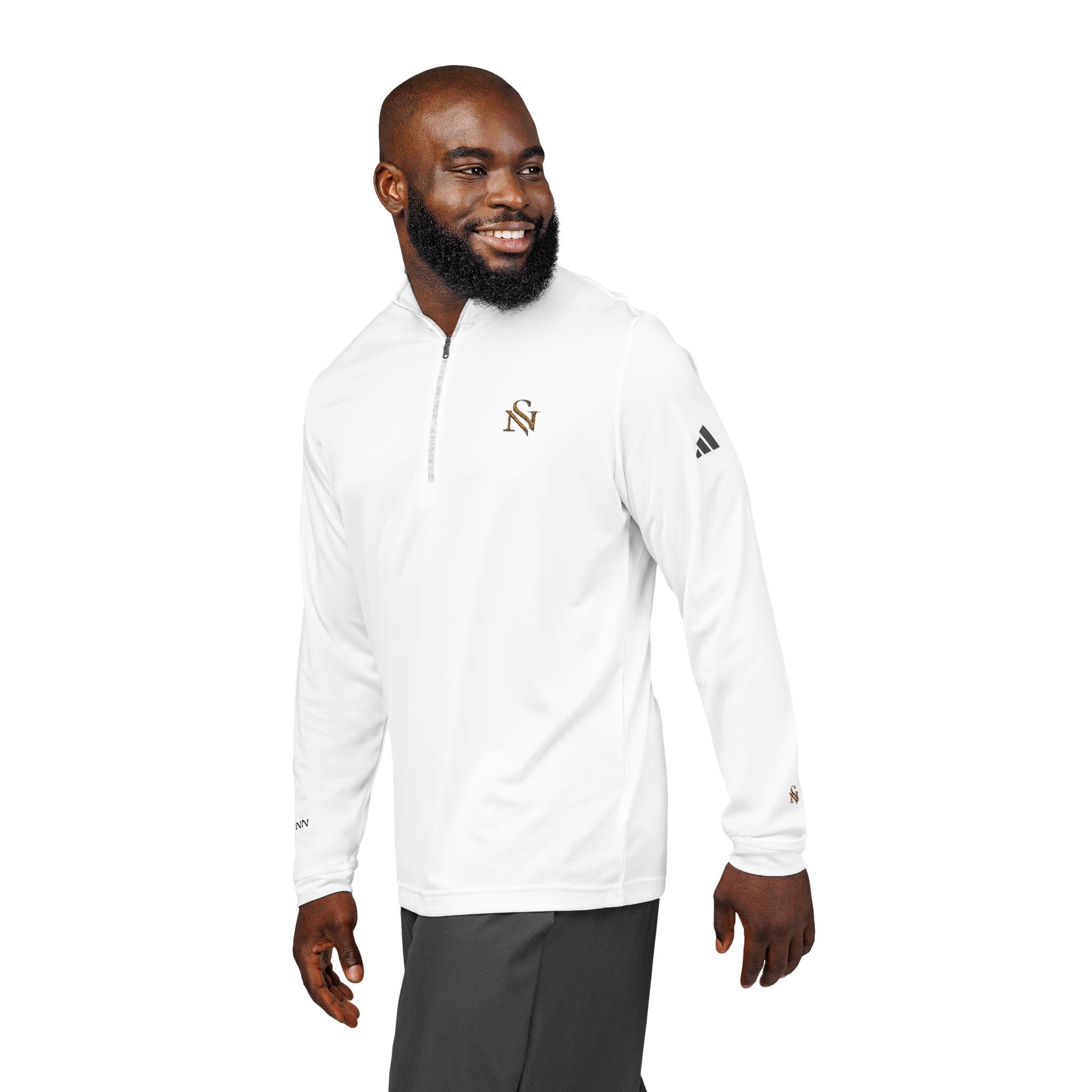 Embroidered Quarter-Zip Pullover — White adidas Performance Top