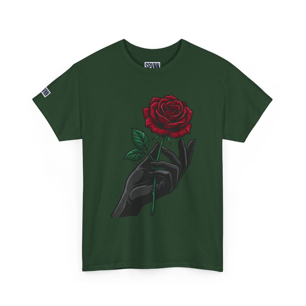 Rose & Hand Graphic Tee — Dark Aesthetic Floral T-Shirt
