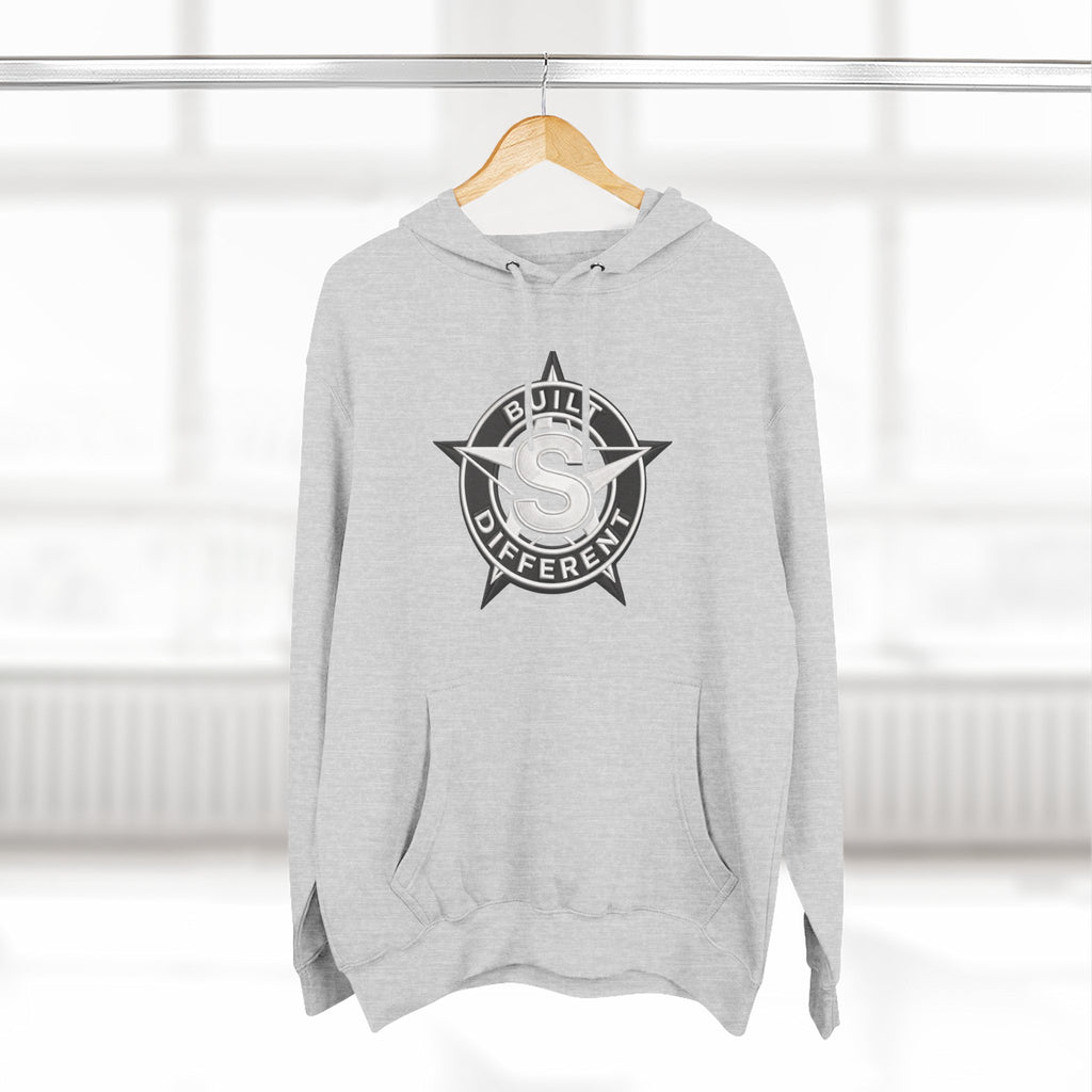 Built Different Logo Hoodie — Vintage Compass Emblem Fleece Hoodie