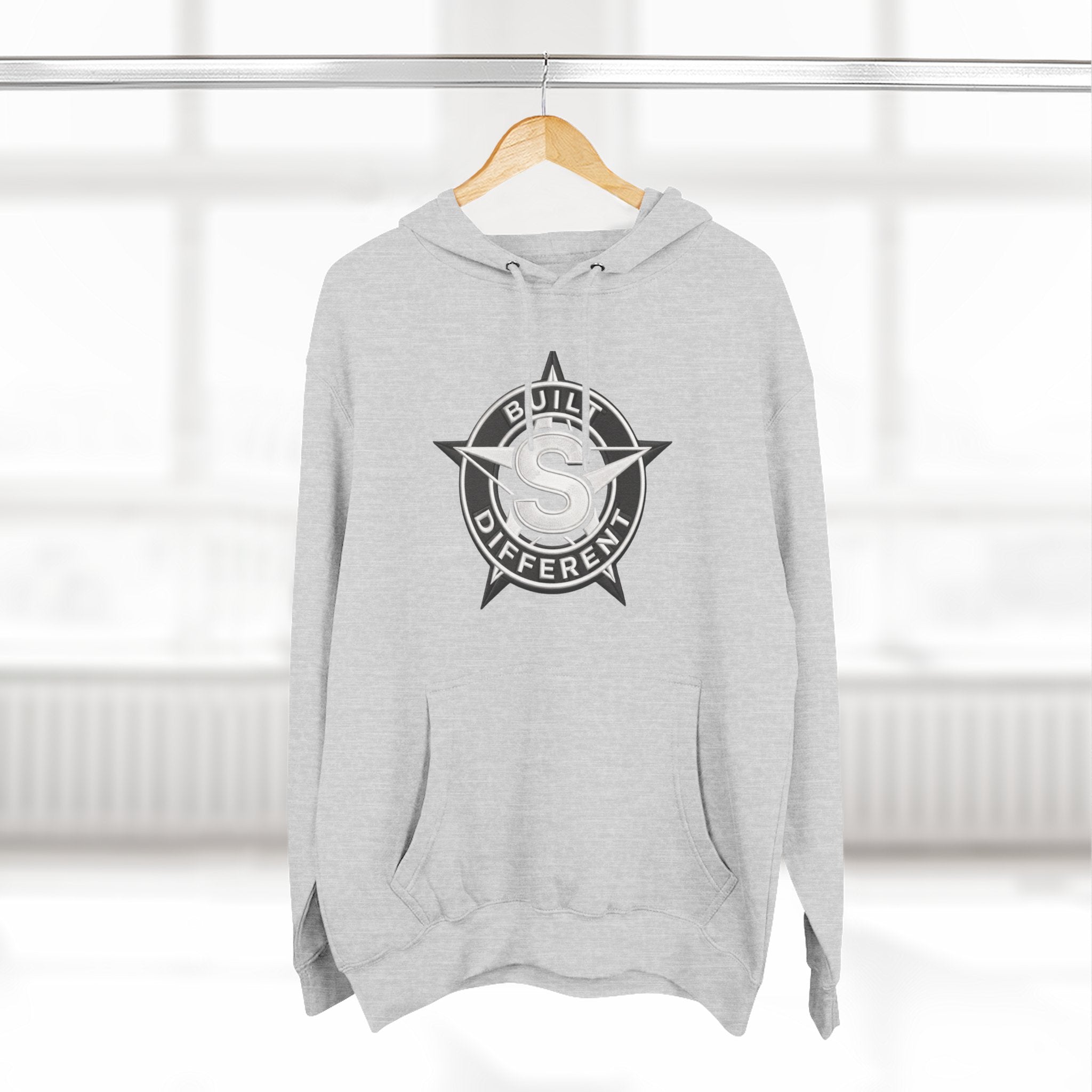 Built Different Logo Hoodie — Vintage Compass Emblem Fleece Hoodie
