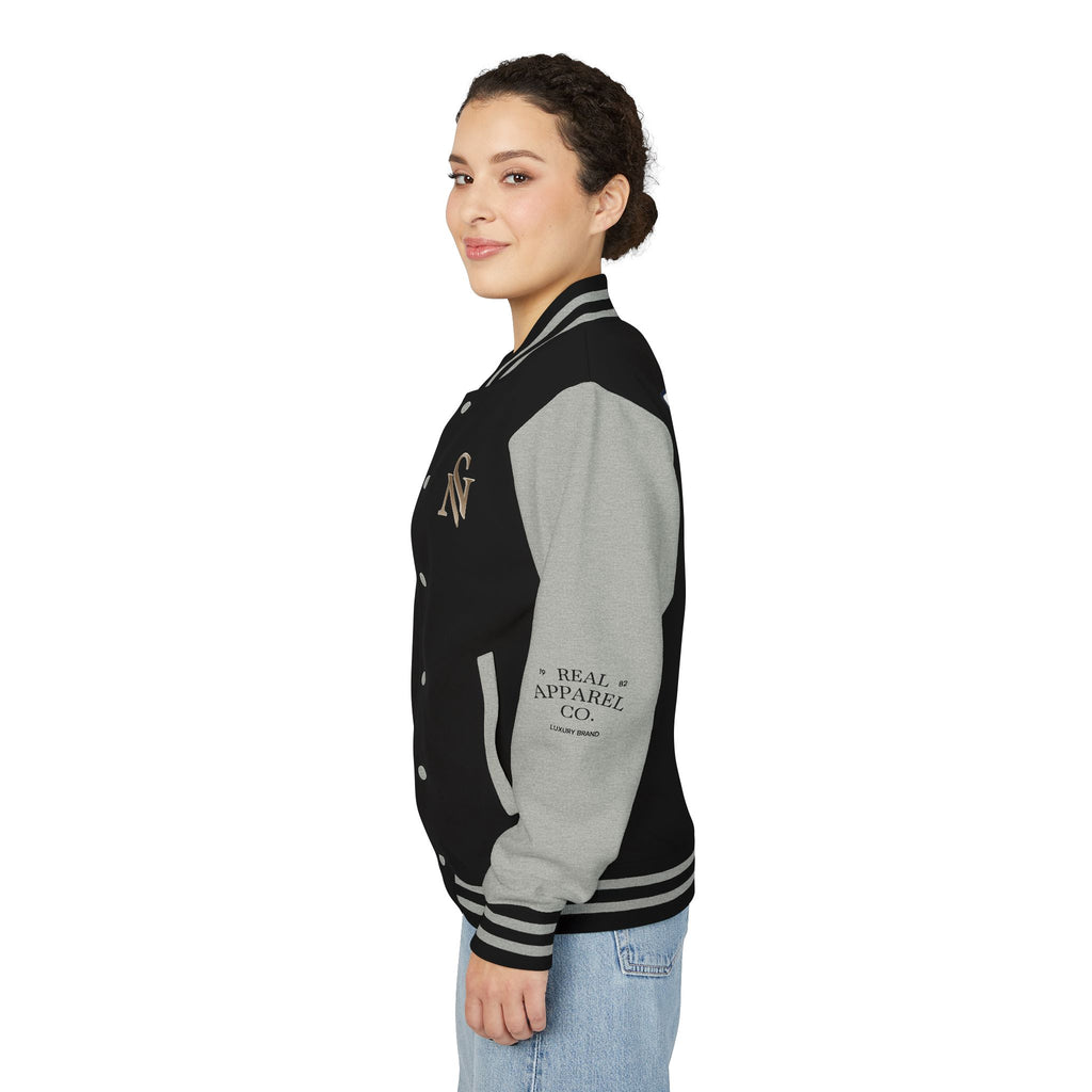 SPVNN Red & White Varsity Letterman Jacket – Embroidered Patch Logo