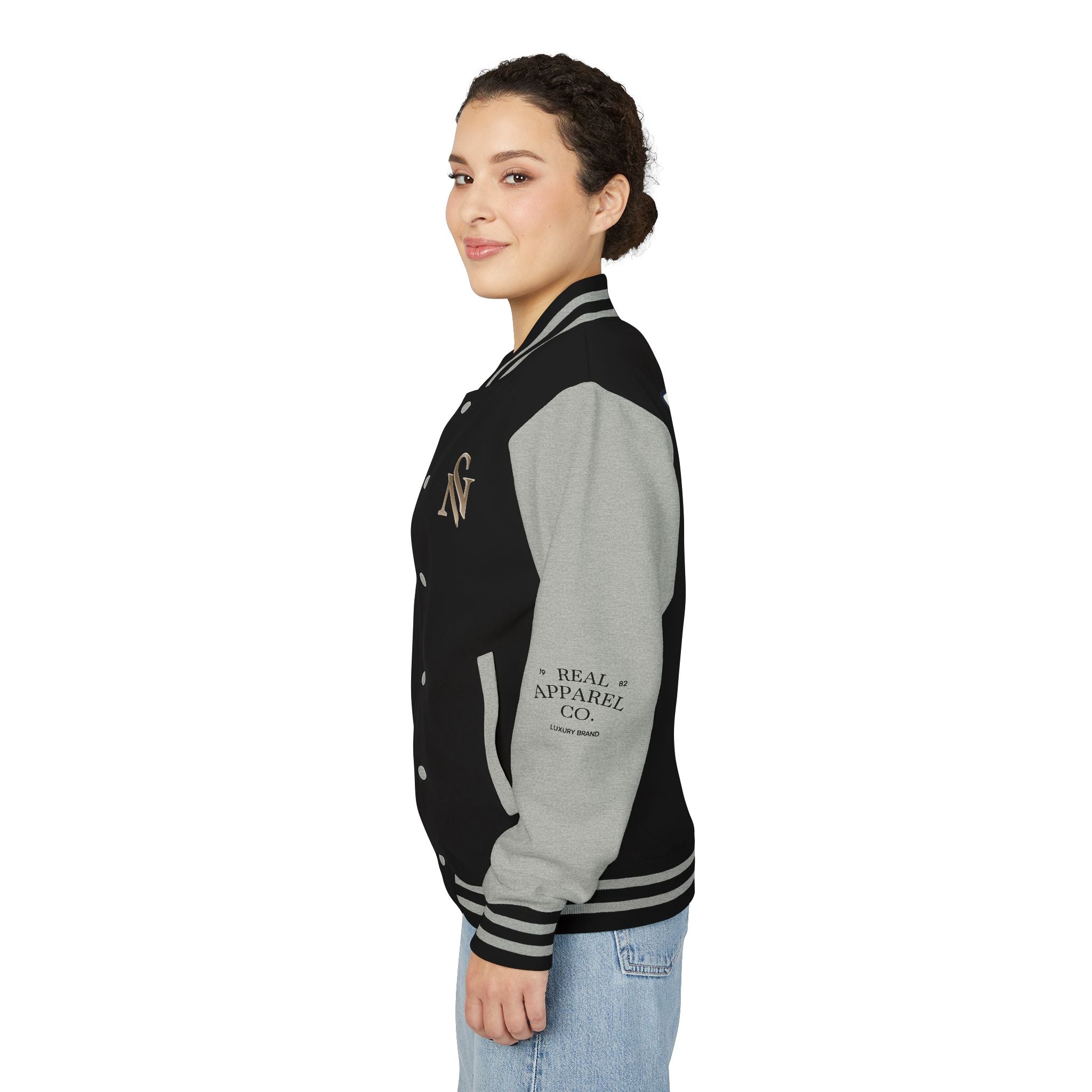 SPVNN Red & White Varsity Letterman Jacket – Embroidered Patch Logo