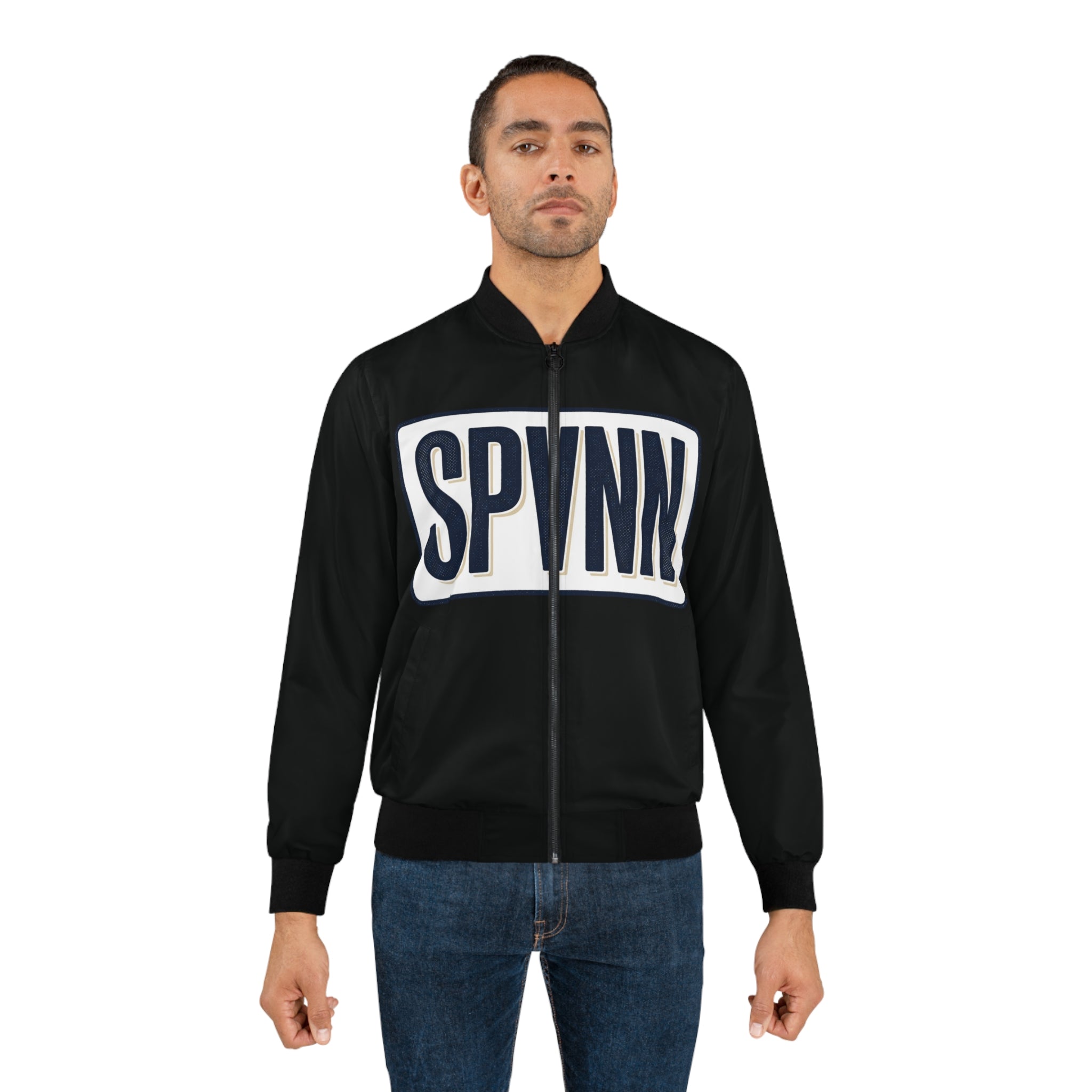 SPVNN Racing Bomber Jacket — Checkered Flag Streetwear Jacket