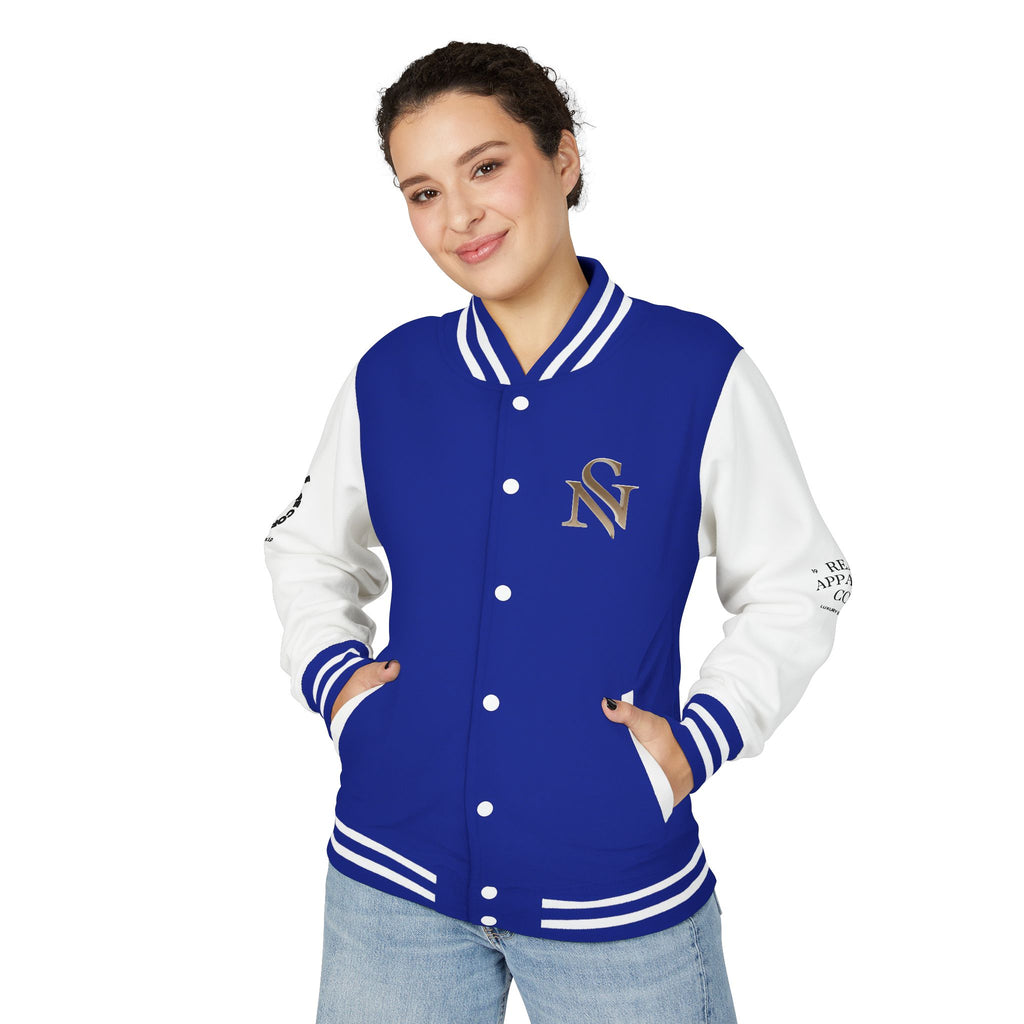 SPVNN Red & White Varsity Letterman Jacket – Embroidered Patch Logo