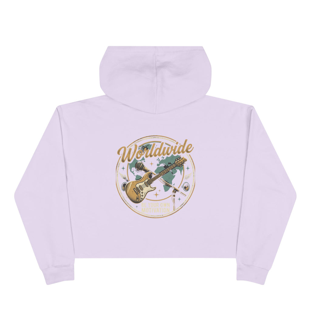 Worldwide Rock Band Crop Hoodie — "Play Your Own Motown" Guitar Graphic