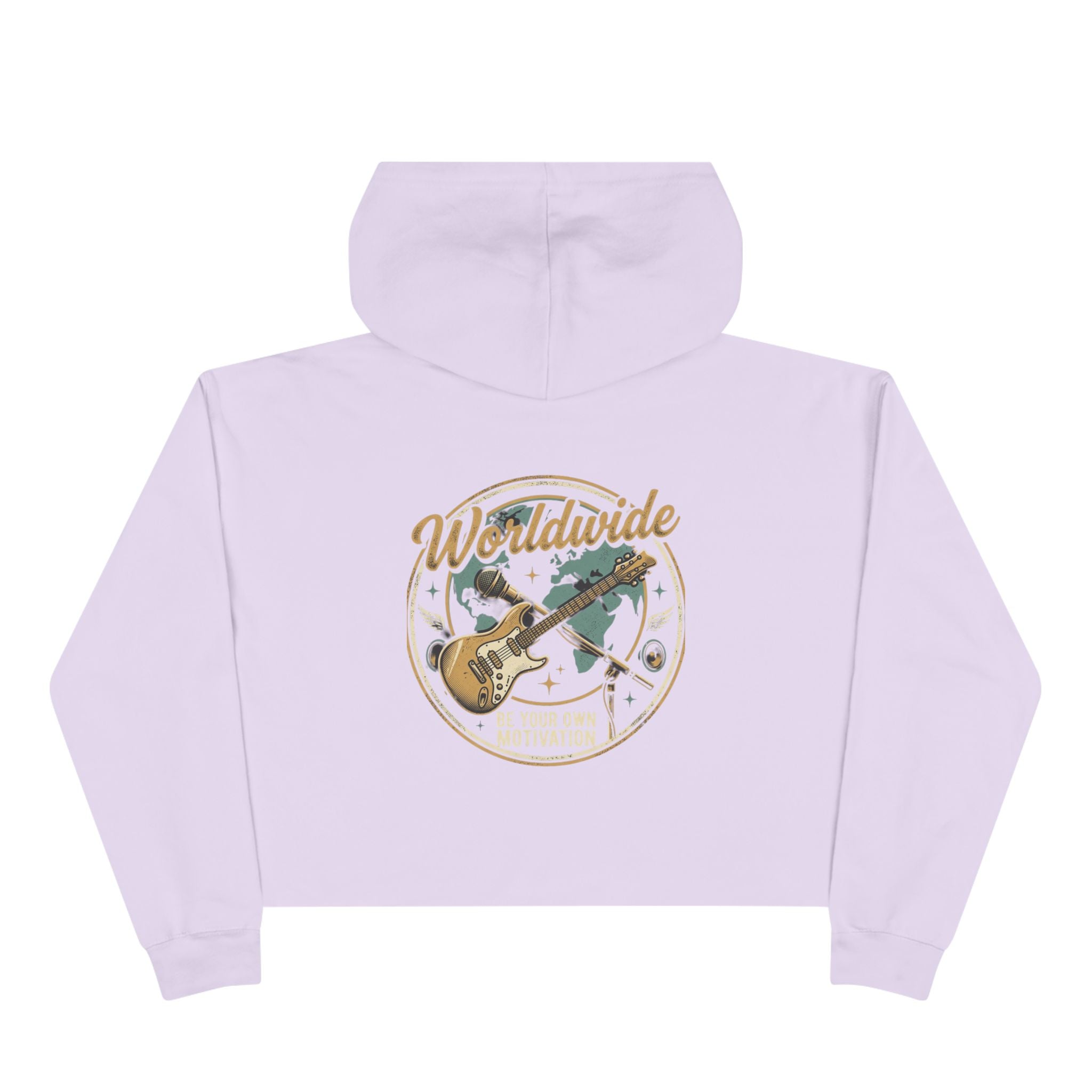 Worldwide Rock Band Crop Hoodie — "Play Your Own Motown" Guitar Graphic