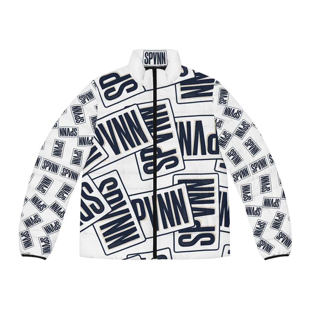 SPVNN Logo Puffer Jacket — All-Over Print Men's Winter Coat