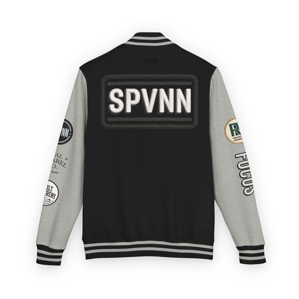 SPVNN Red & White Varsity Letterman Jacket – Embroidered Patch Logo