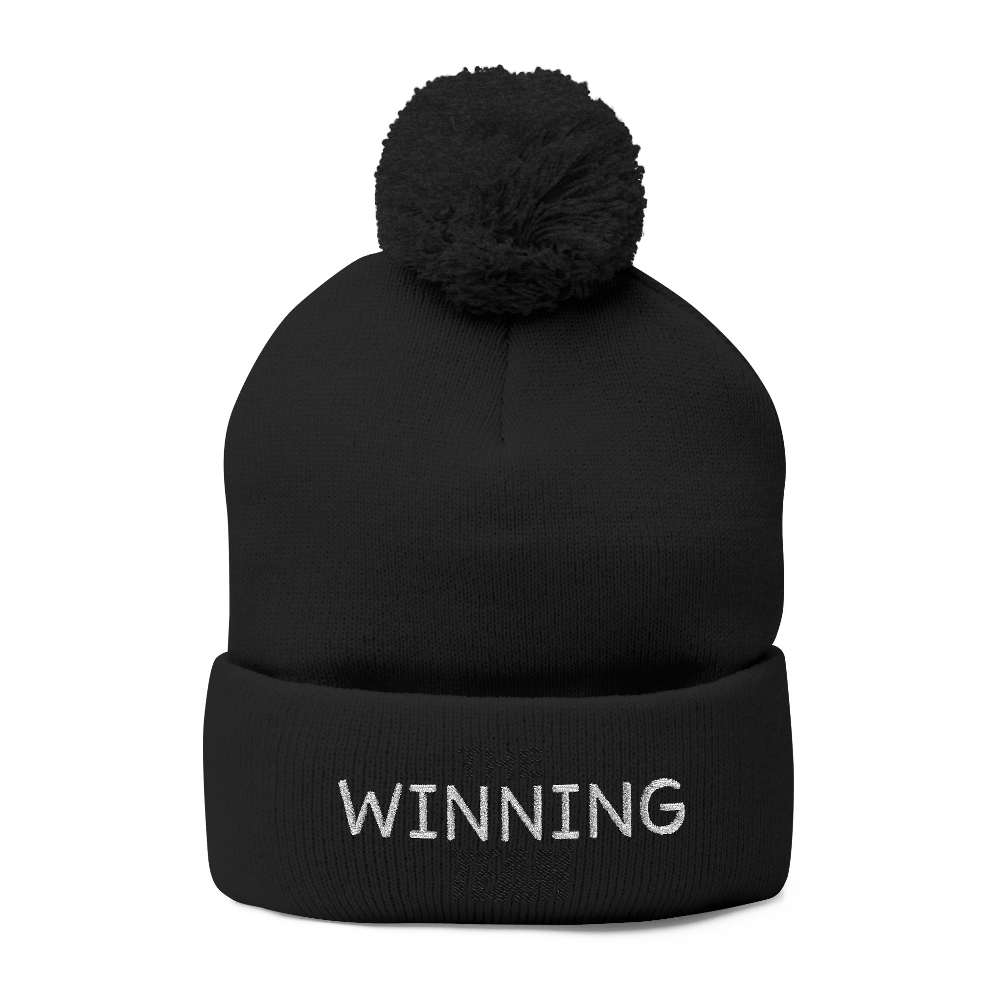 The Winning Team Pom-Pom Knit Cap — Embroidered Beanie