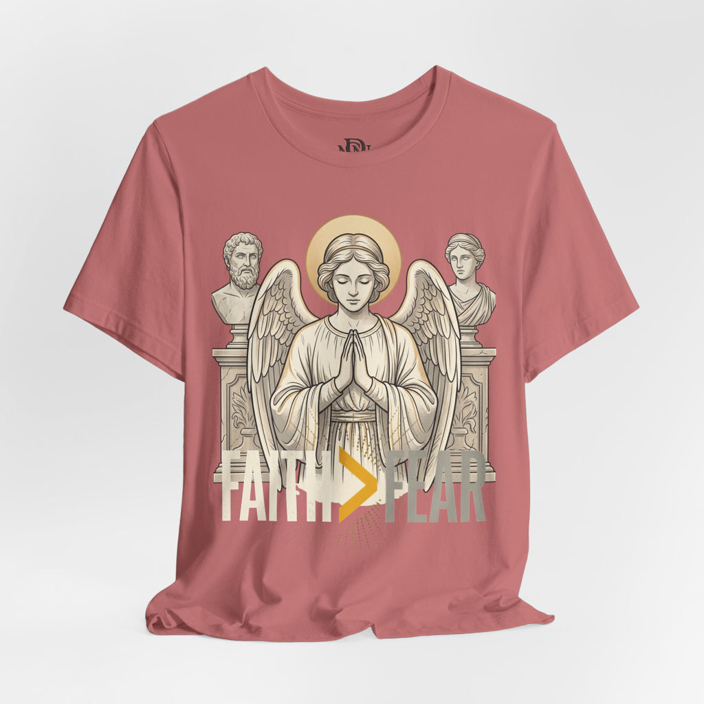 Faith Over Fear Tee — Angel Wings Christian Graphic T-Shirt
