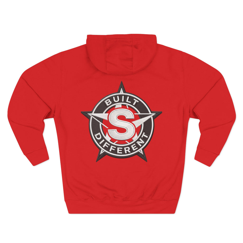 Built Different Logo Hoodie — Vintage Compass Emblem Fleece Hoodie