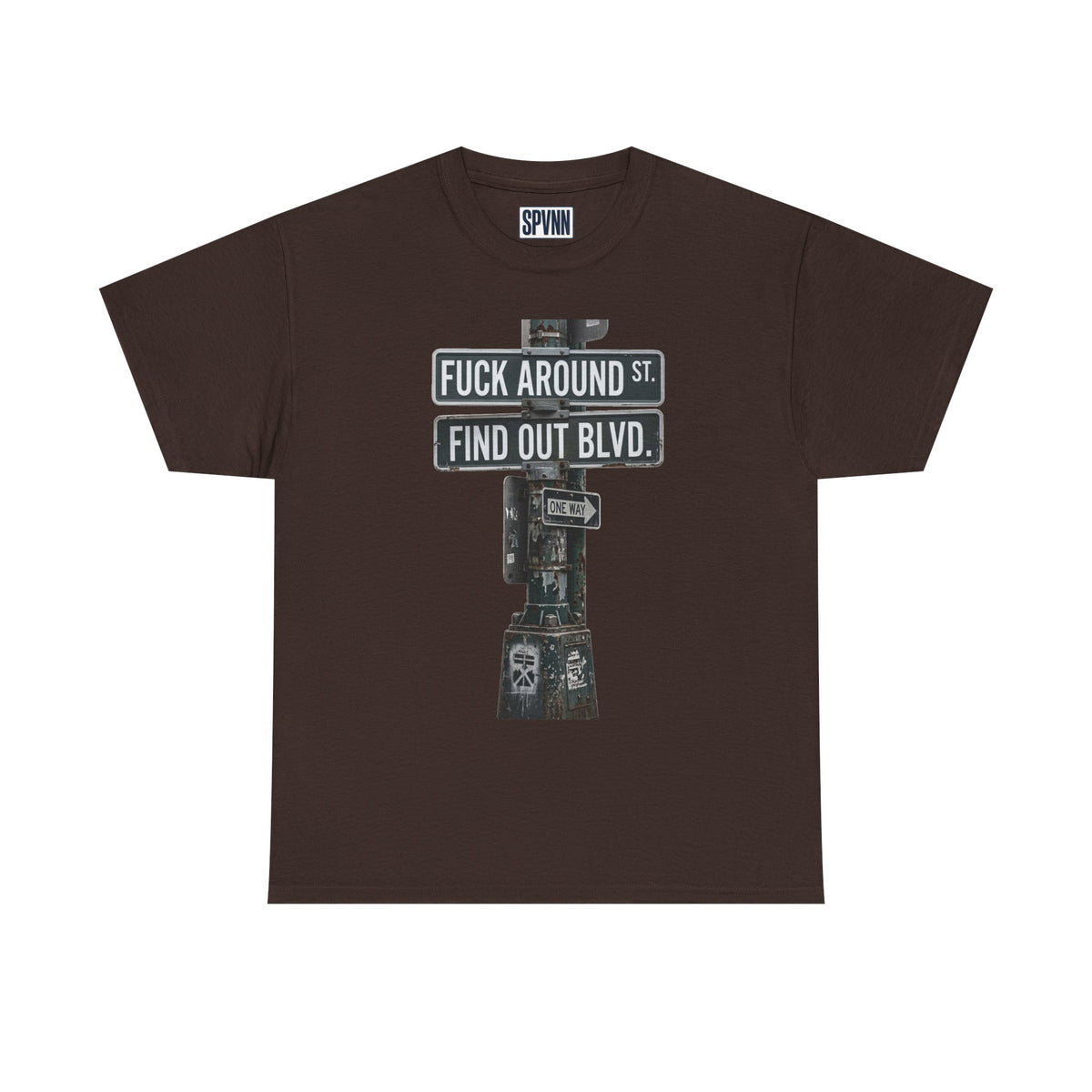 "Fuck Around St, Find Out Blvd" Graphic Tee — Street Sign Urban Humor T‑Shirt