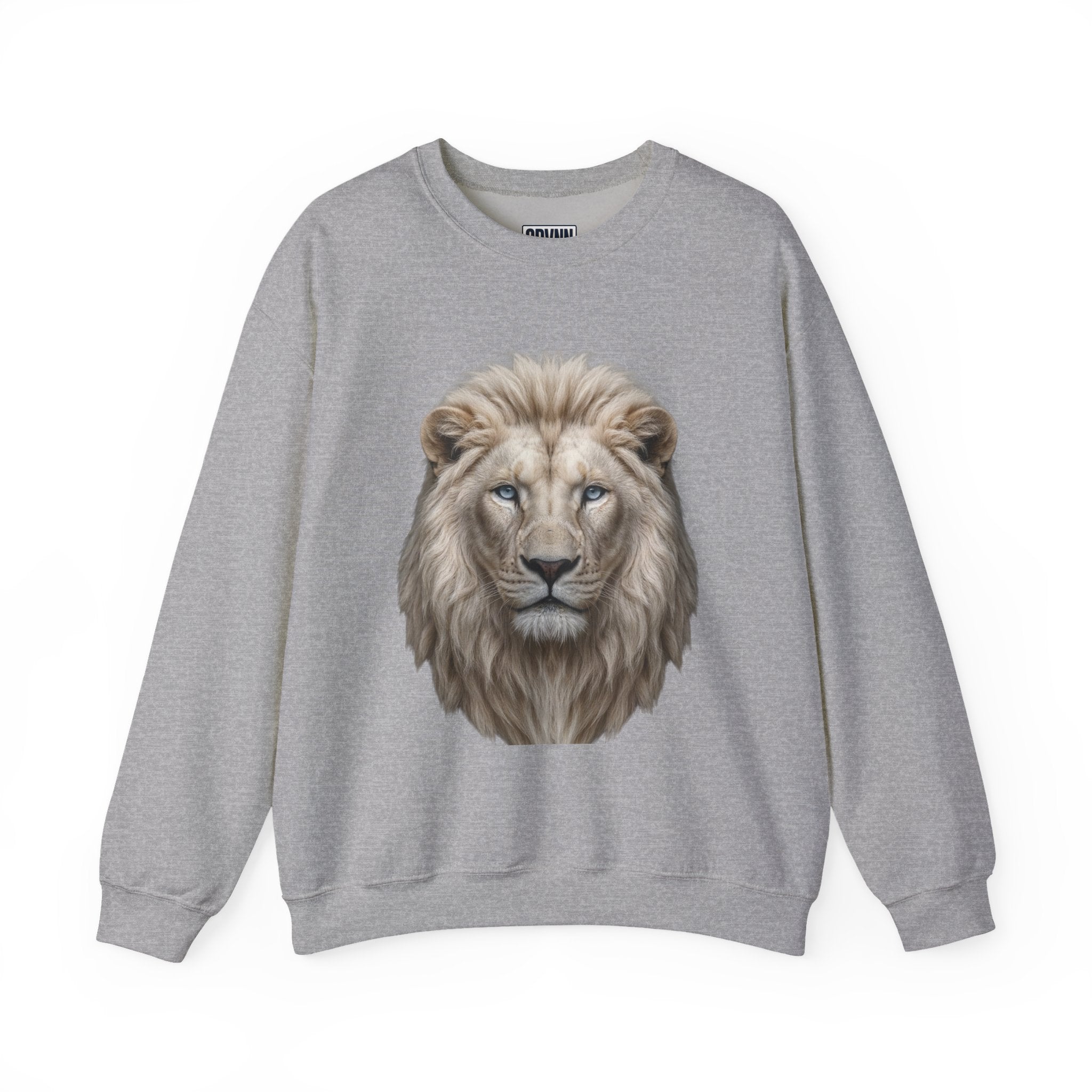 Lion Head Crewneck Sweatshirt — Realistic White Lion Portrait Pullover