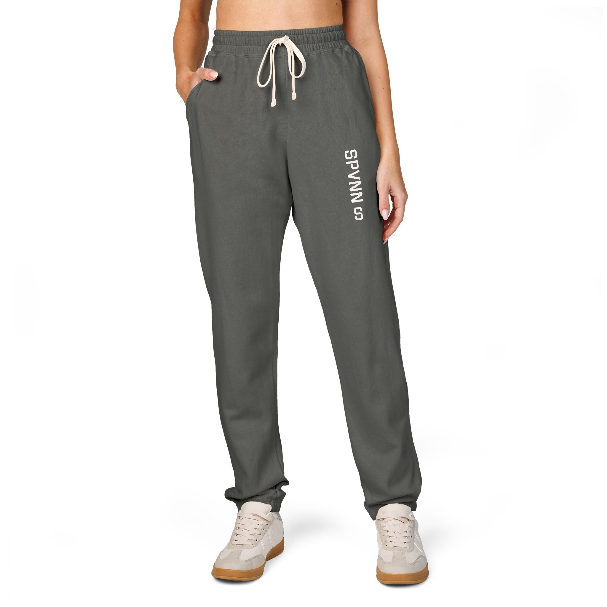 SPVNN Garment-Dyed Fleece Sweatpants — 'Survival of' Side Print