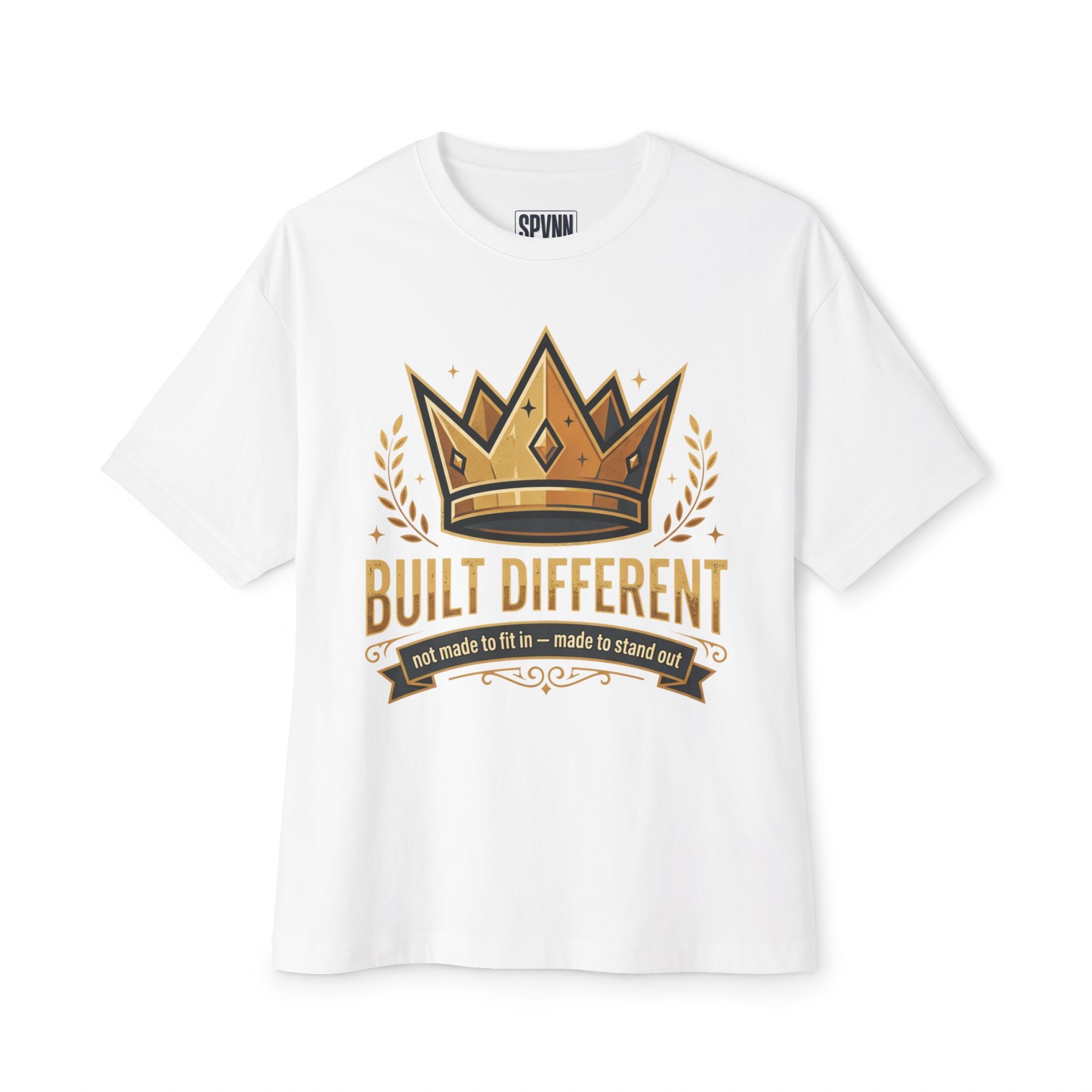 SPVNN Built Different Oversized Tee — Crown & Money Graphic