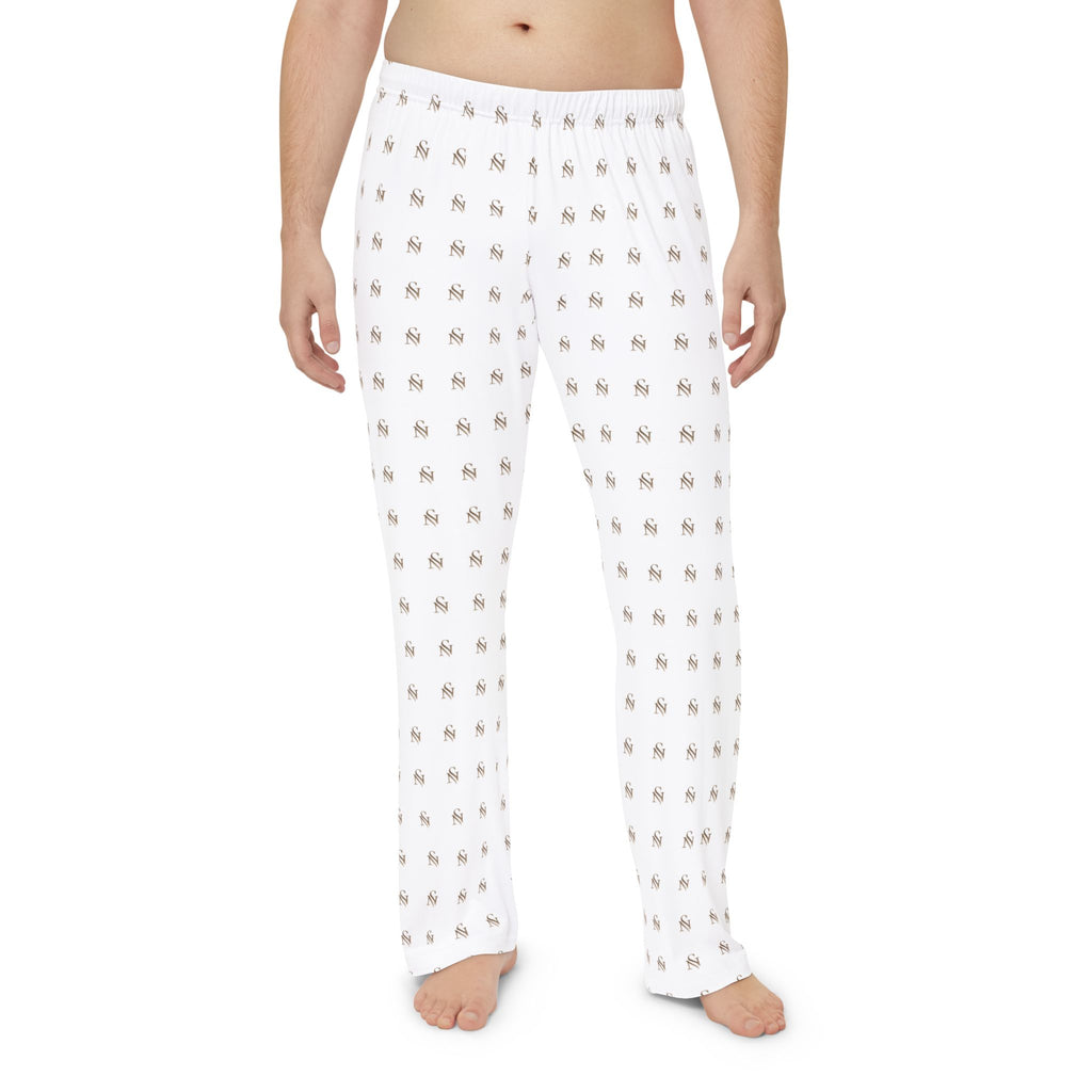 Men's Pajama Pants — White All-Over Tiny Dog Print Lounge Pants