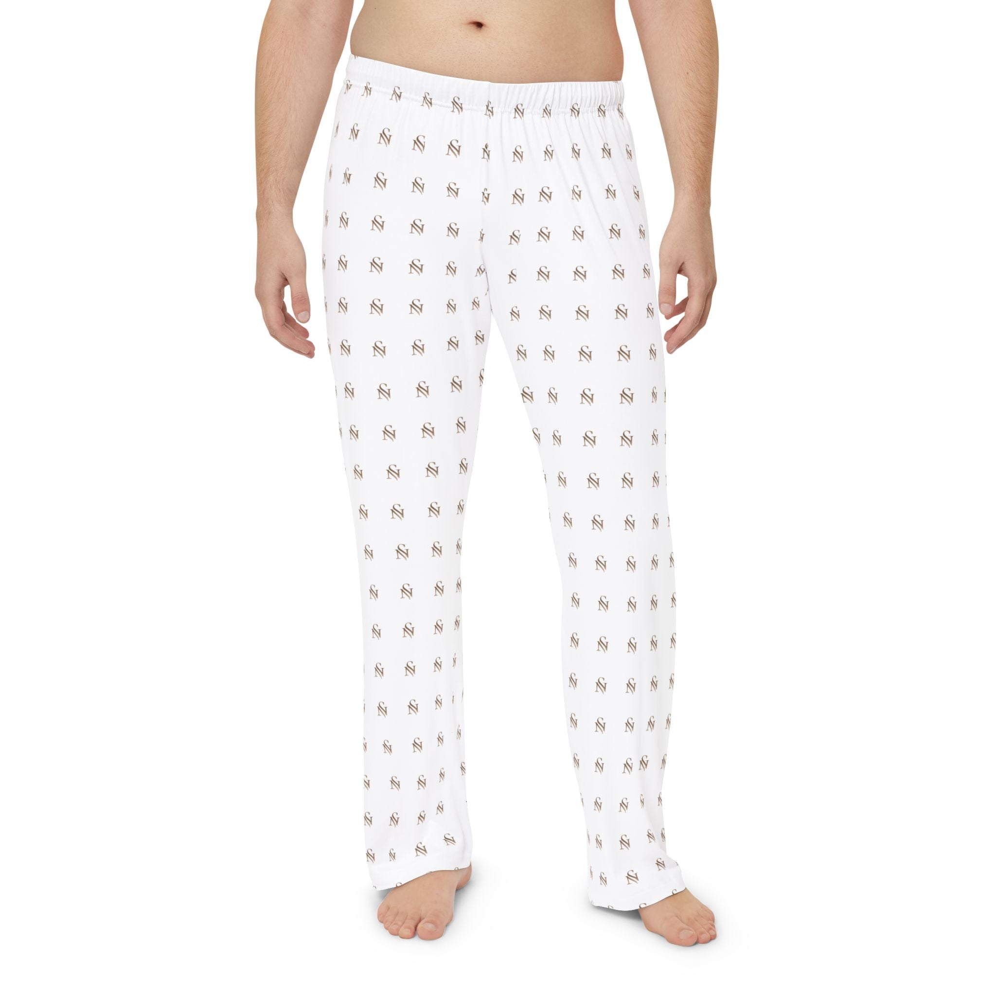 Men's Pajama Pants — White All-Over Tiny Dog Print Lounge Pants