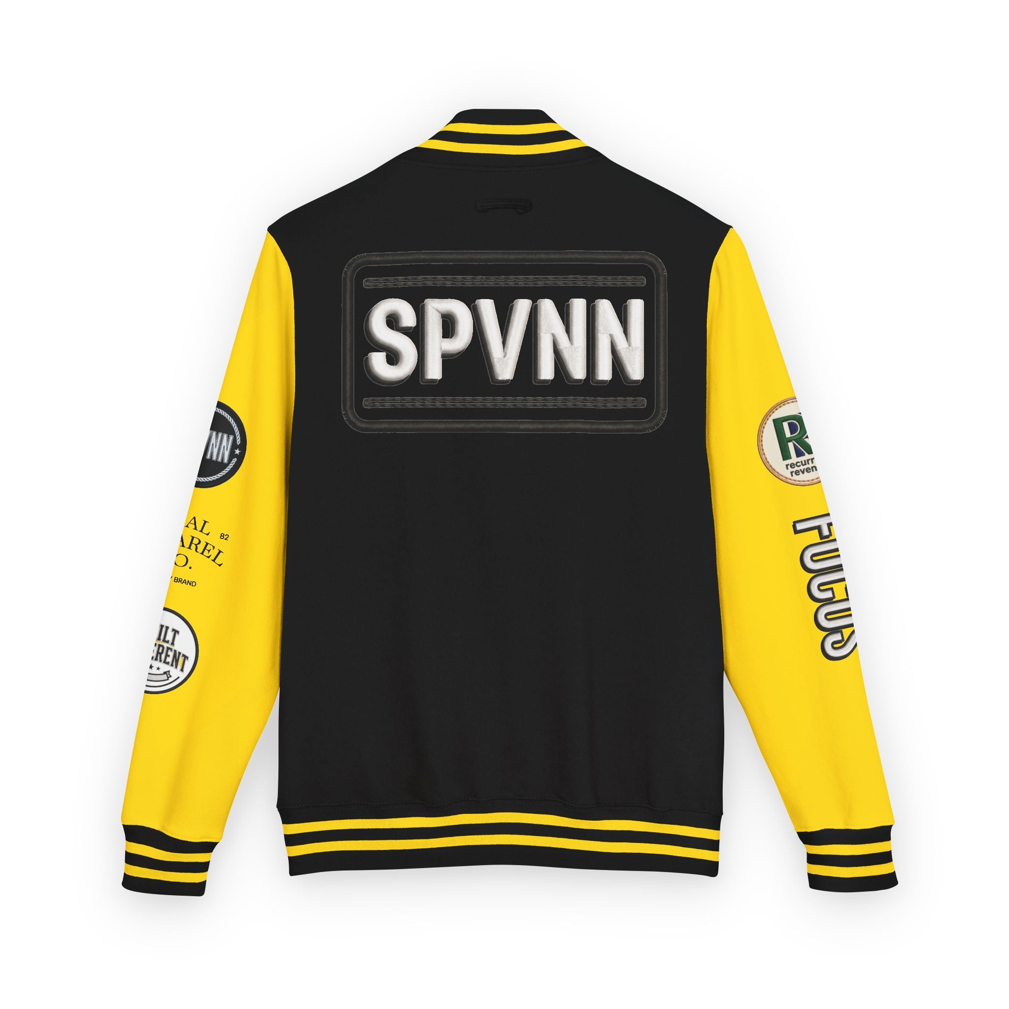 SPVNN Red & White Varsity Letterman Jacket – Embroidered Patch Logo