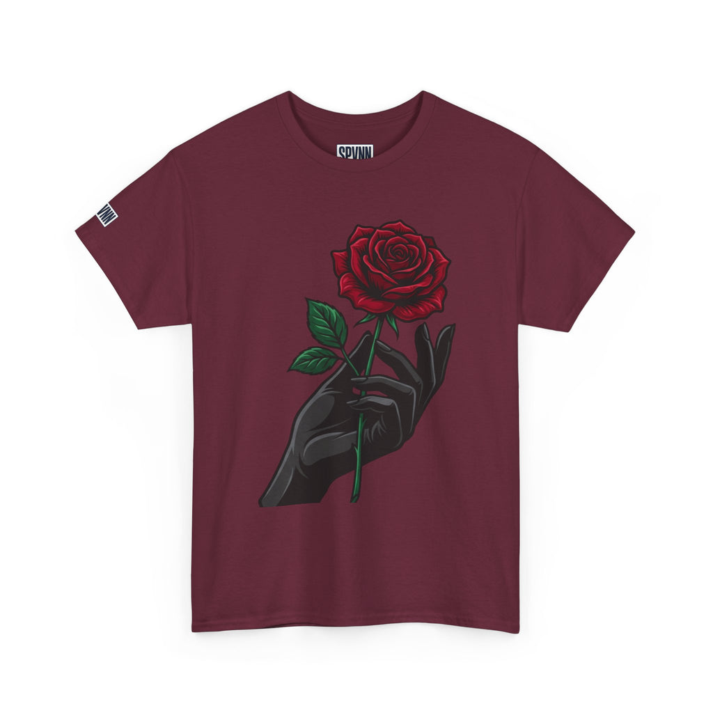 Rose & Hand Graphic Tee — Dark Aesthetic Floral T-Shirt