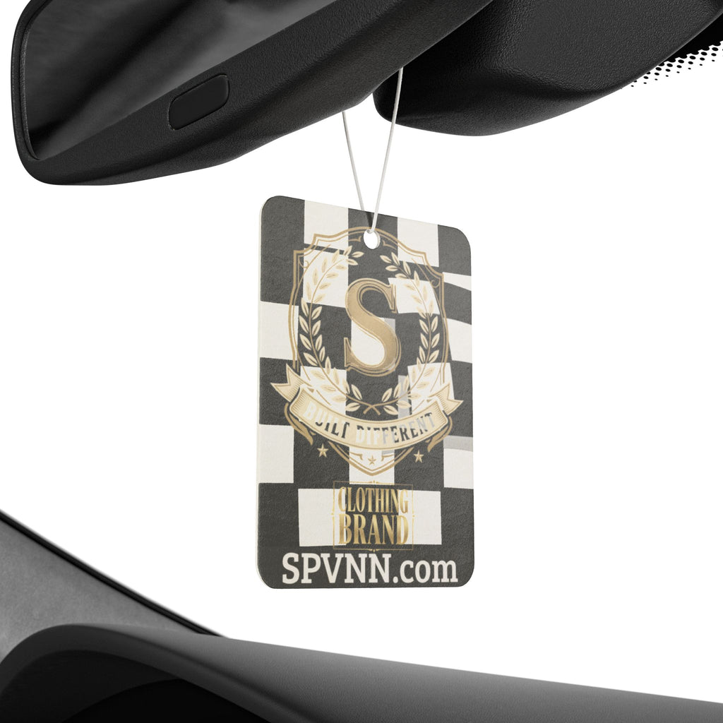Checkered Crest Car Air Freshener — 'S' Laurel Emblem, SPVNN.com Branded