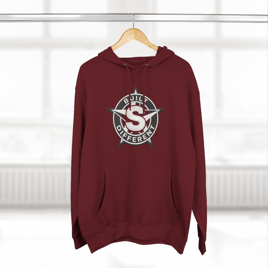 Built Different Logo Hoodie — Vintage Compass Emblem Fleece Hoodie