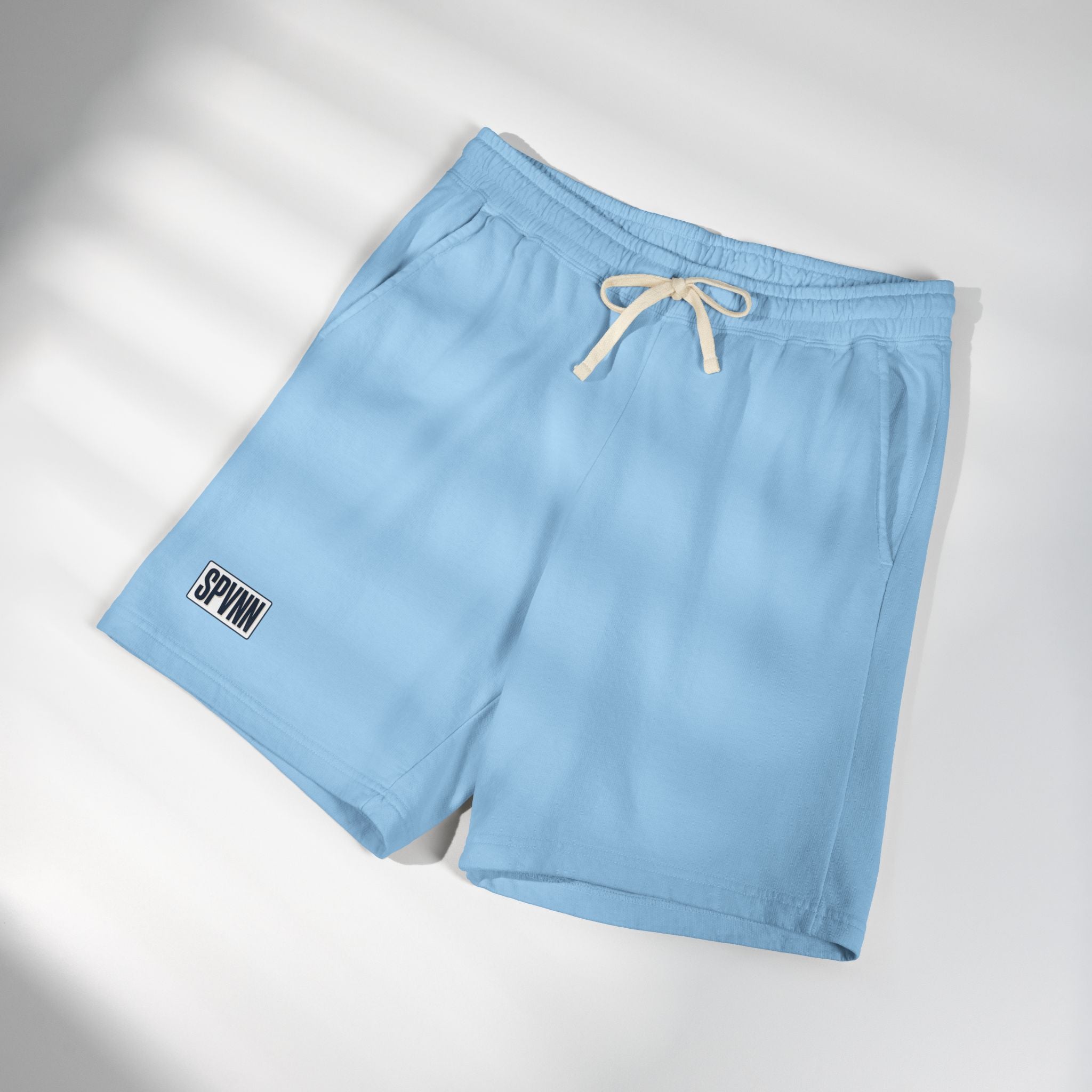 Garment-Dyed Fleece Sweat Shorts — Lightweight Casual Lounge Shorts with SPWNN Patch