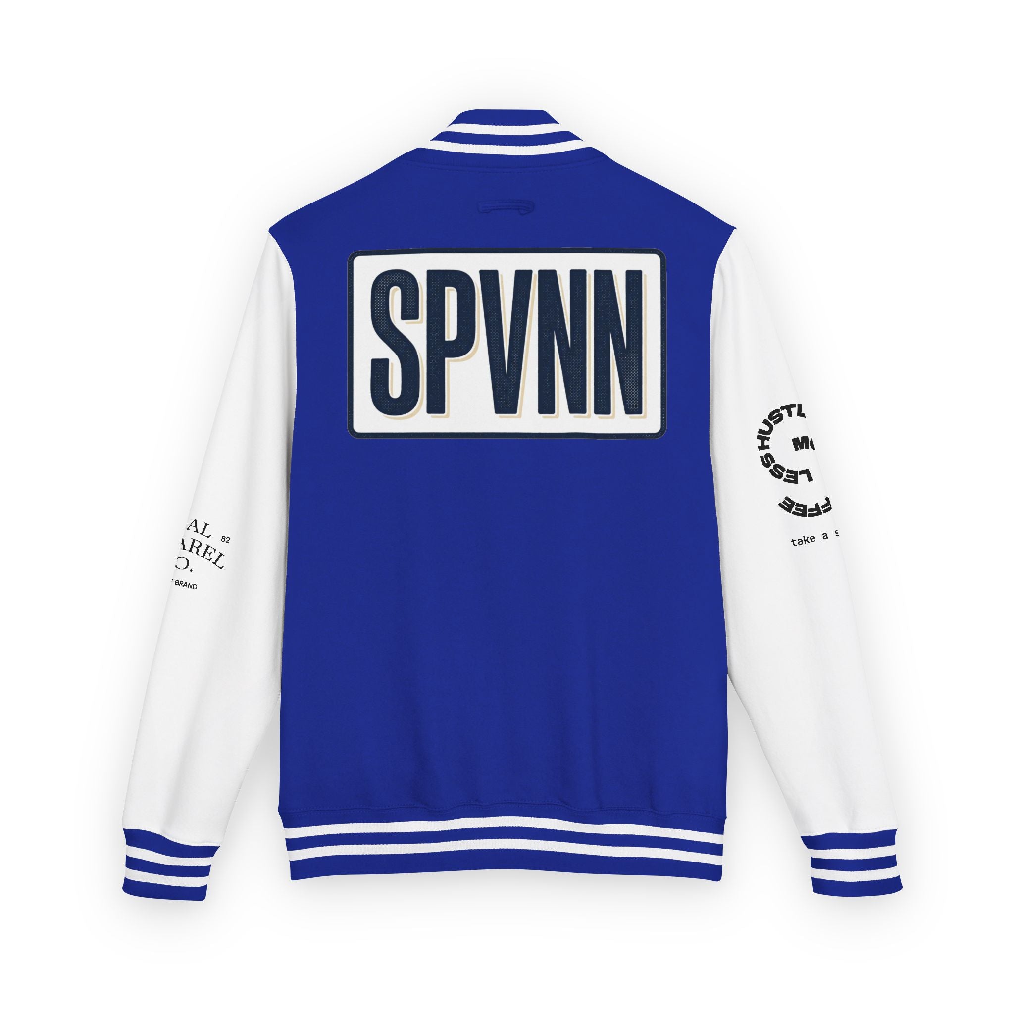 SPVNN Red & White Varsity Letterman Jacket – Embroidered Patch Logo