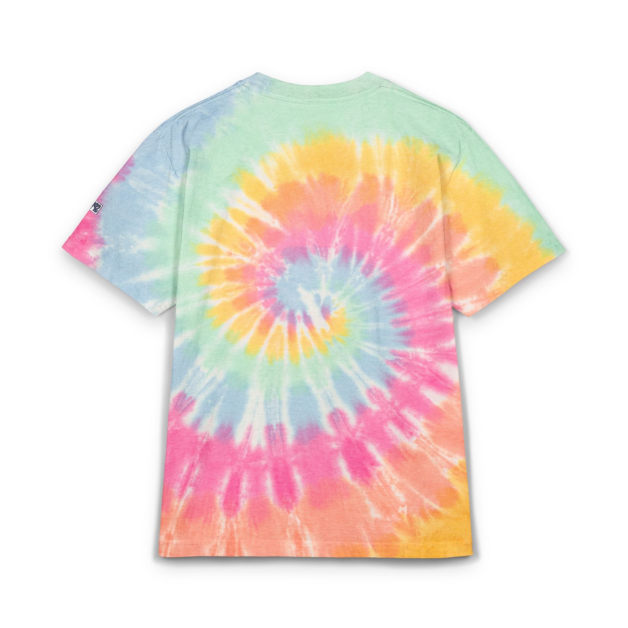Tie-Dye Spiral Oversized T-Shirt — Rainbow Embroidered Chest Logo