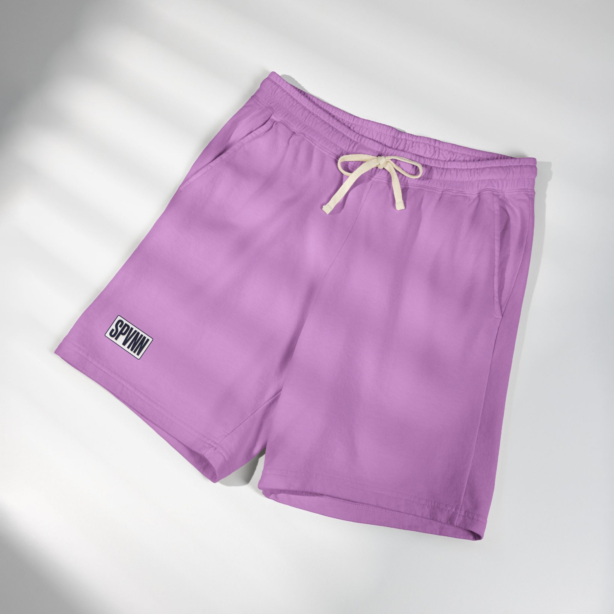 Garment-Dyed Fleece Sweat Shorts — Lightweight Casual Lounge Shorts with SPWNN Patch