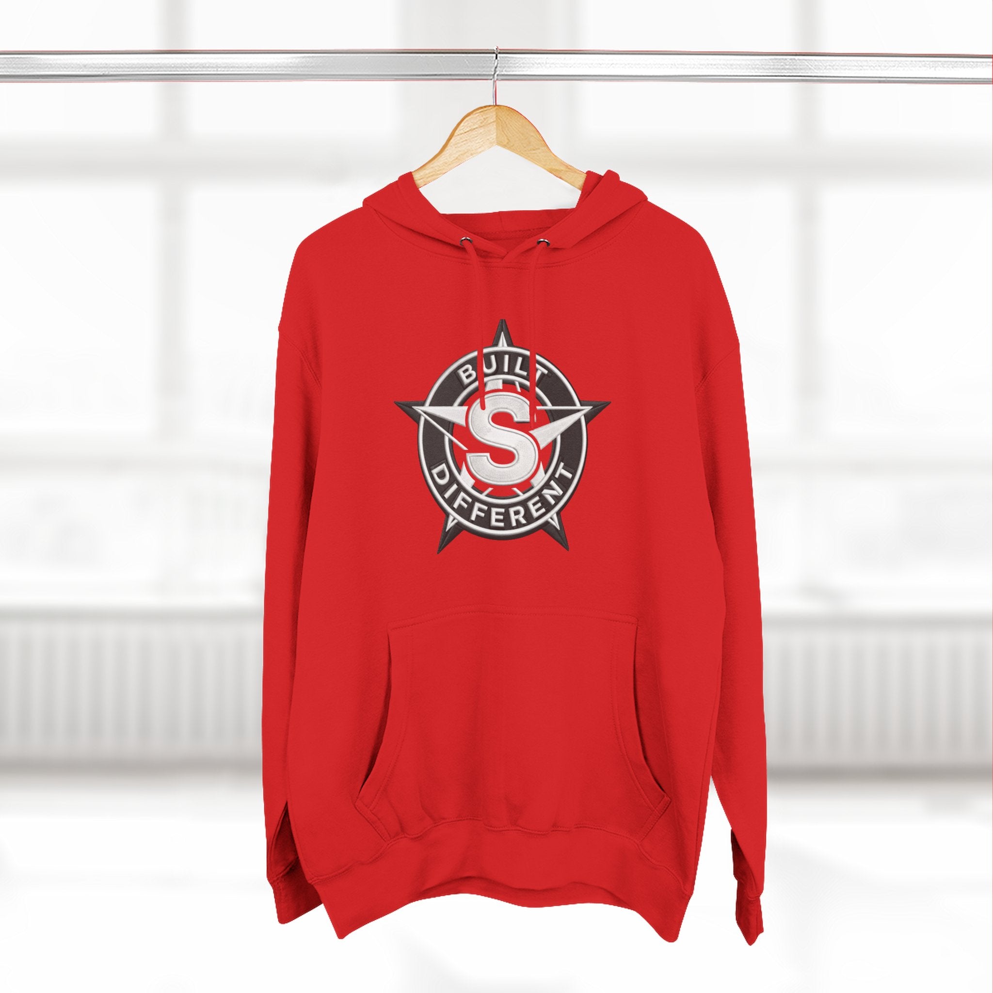 Built Different Logo Hoodie — Vintage Compass Emblem Fleece Hoodie
