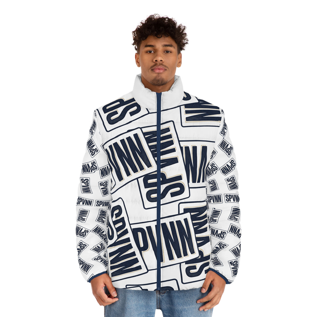 SPVNN Logo Puffer Jacket — All-Over Print Men's Winter Coat