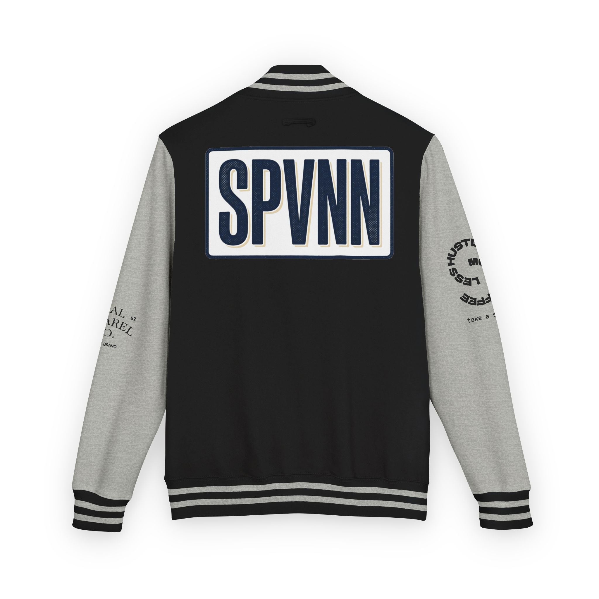 SPVNN Red & White Varsity Letterman Jacket – Embroidered Patch Logo