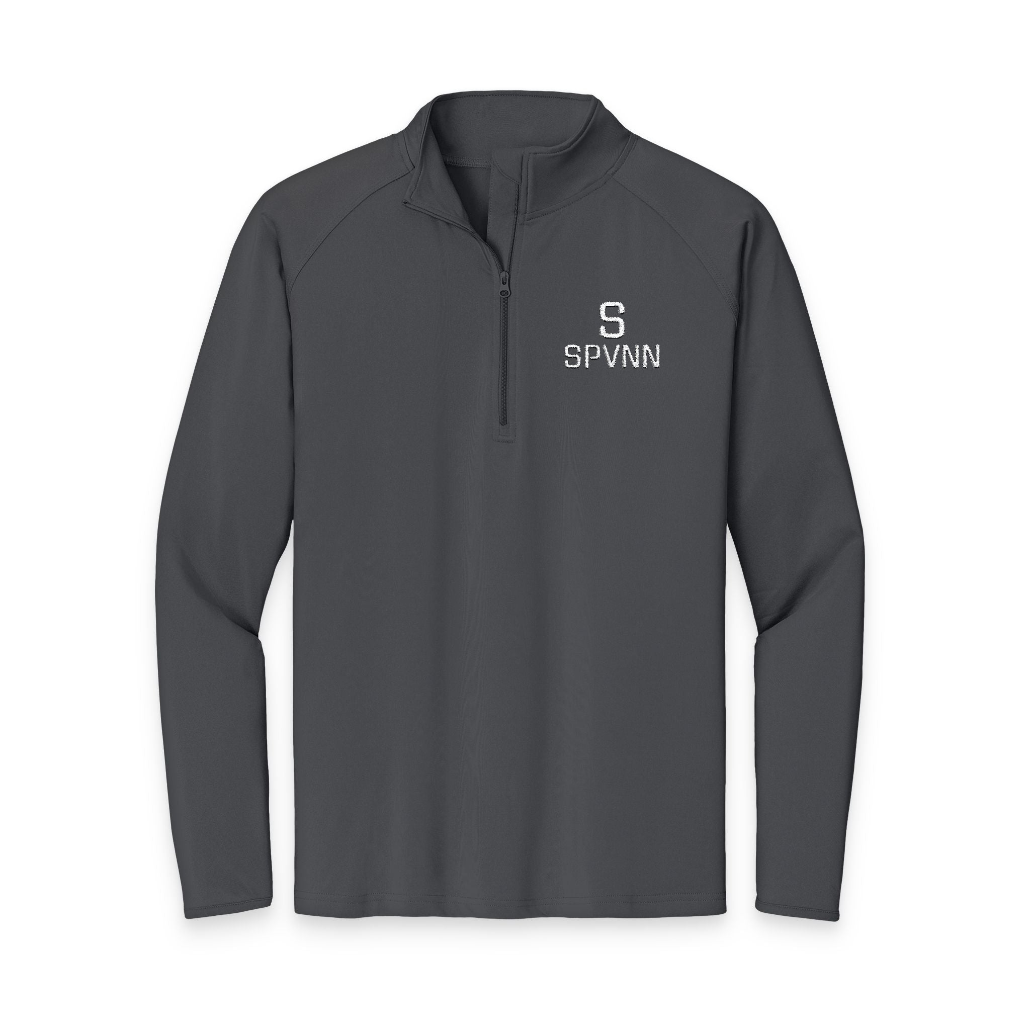 SPVNN Embroidered Quarter-Zip Pullover — Black Athletic Top