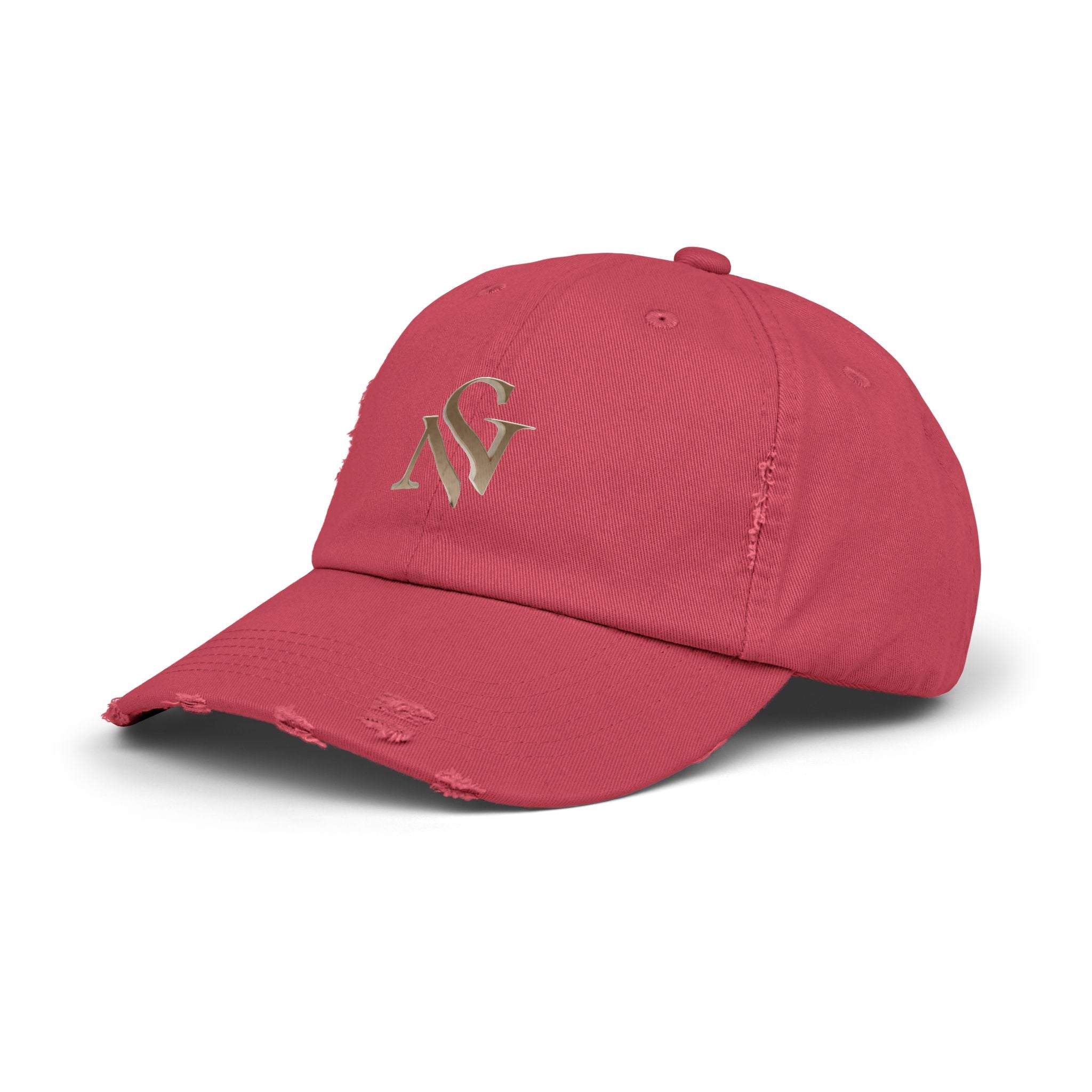 Distressed Black Baseball Cap with Gold 'SN' Monogram — Vintage Casual Hat