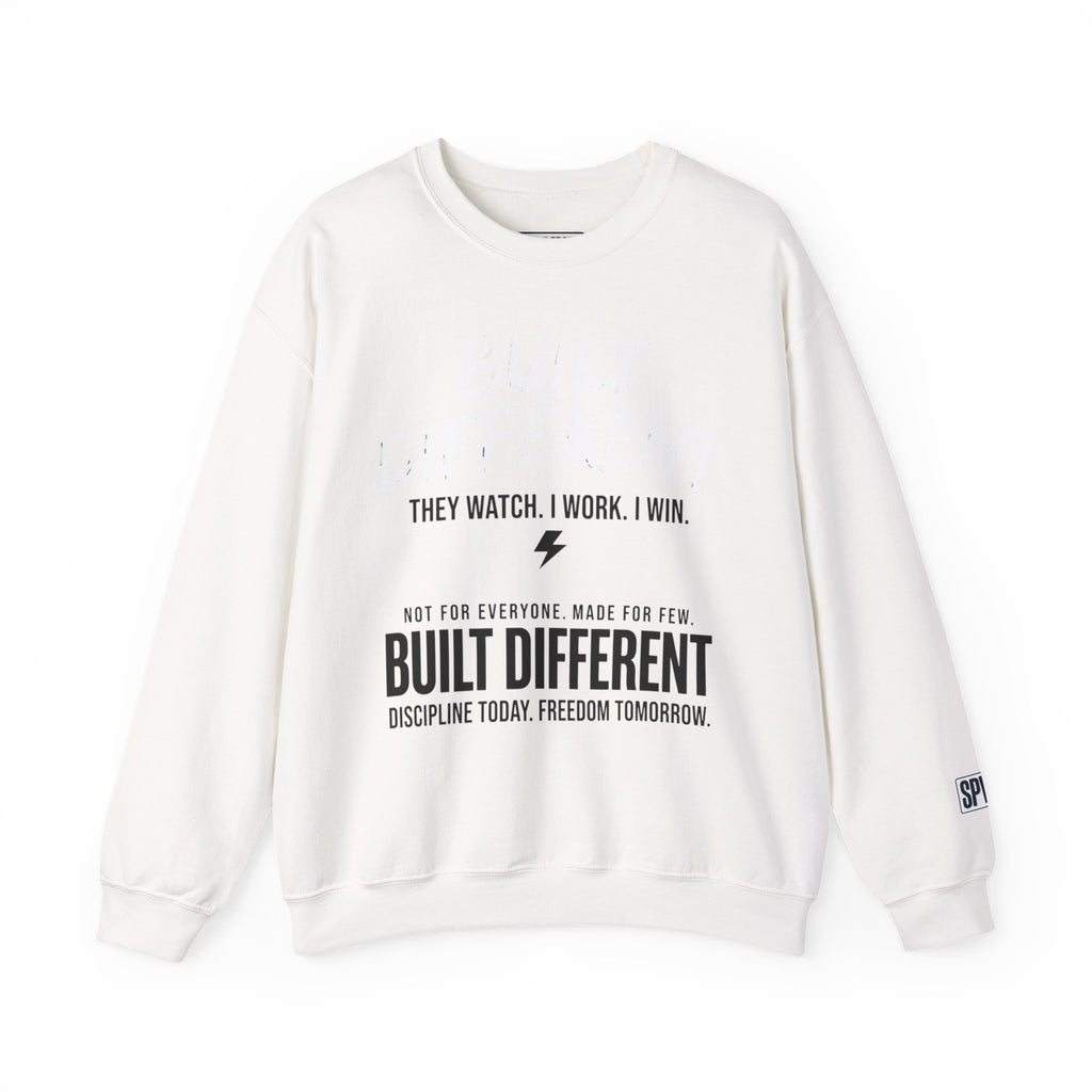 Built Different Crewneck Sweatshirt — "They Watch. I Work. I Win." Motivational Pullover