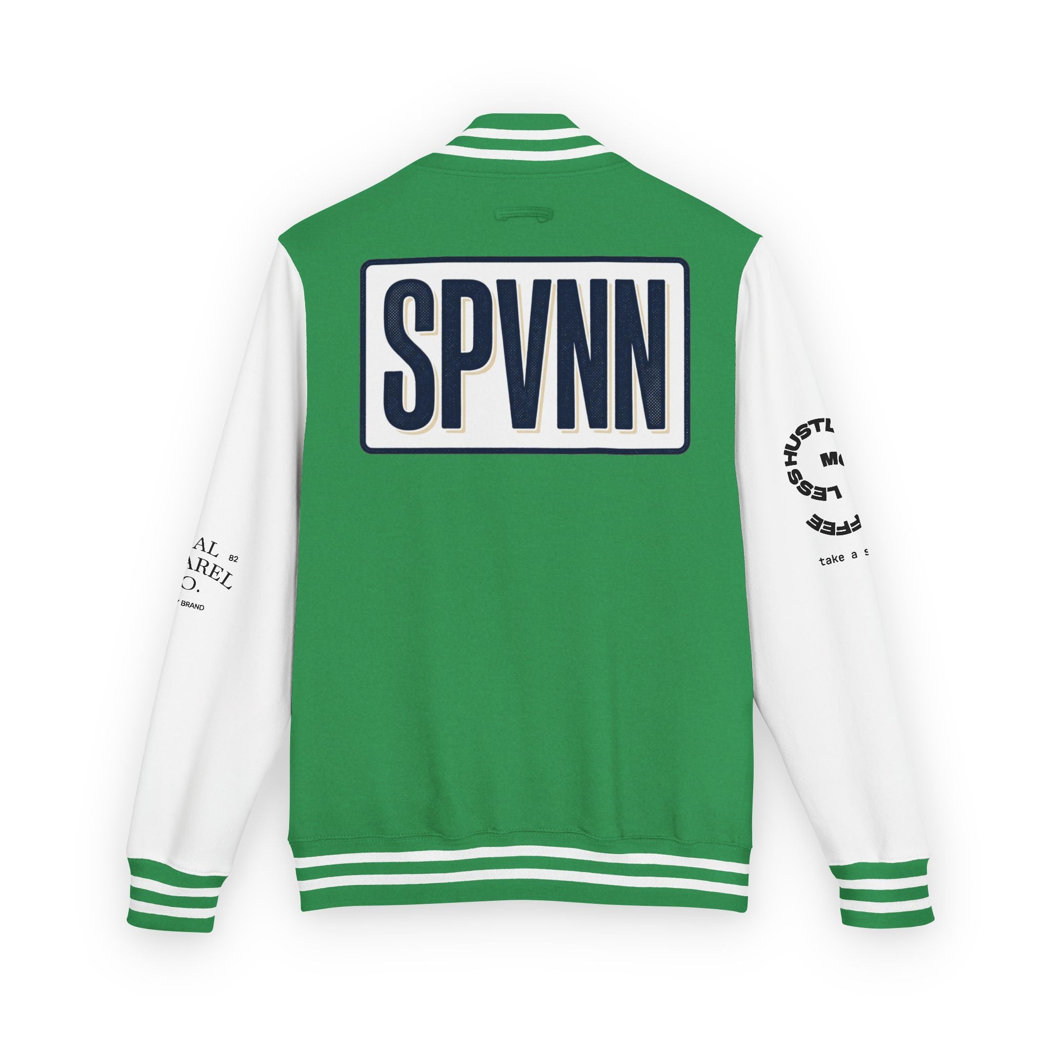 SPVNN Red & White Varsity Letterman Jacket – Embroidered Patch Logo
