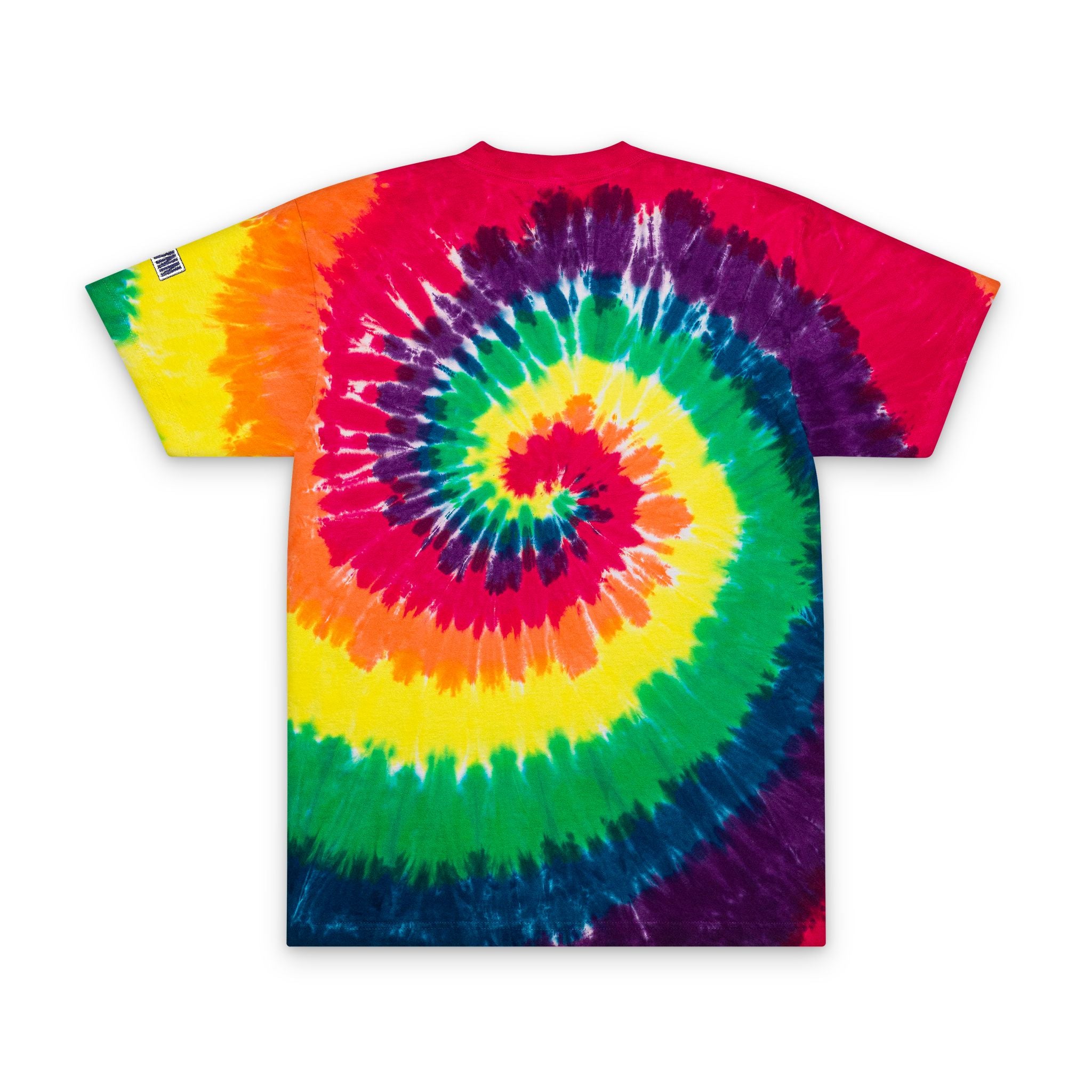 Tie-Dye Spiral Oversized T-Shirt — Rainbow Embroidered Chest Logo