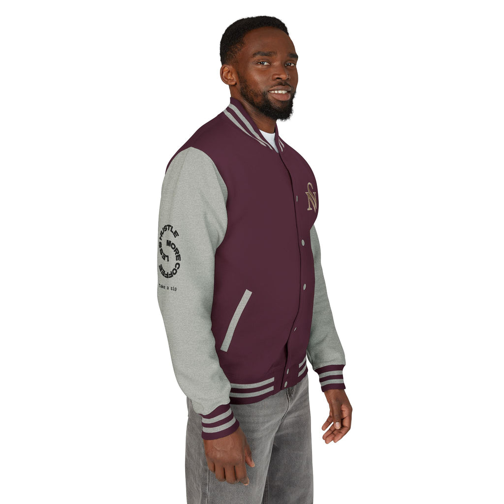 SPVNN Red & White Varsity Letterman Jacket – Embroidered Patch Logo
