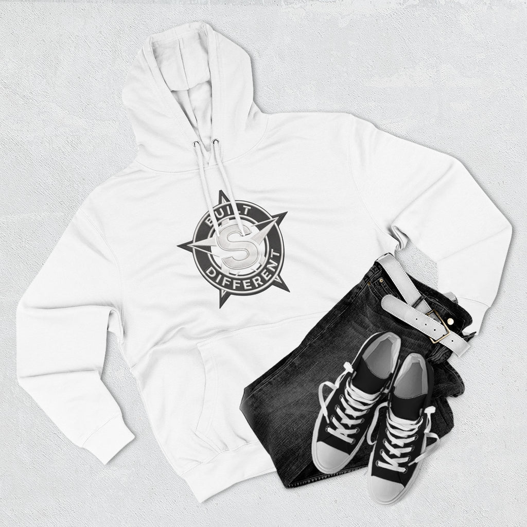 Built Different Logo Hoodie — Vintage Compass Emblem Fleece Hoodie